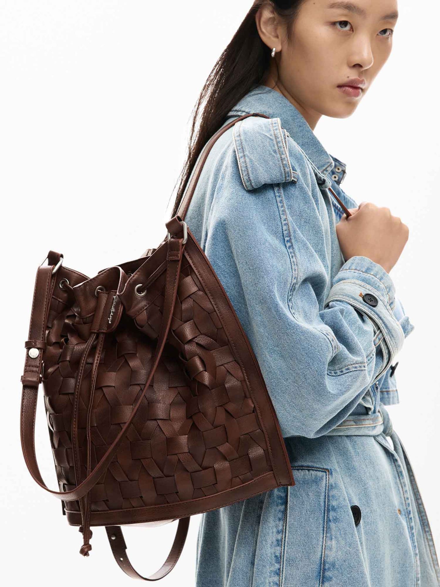 Zaino Desigual Argon in ecopelle intrecciata marrone da donna