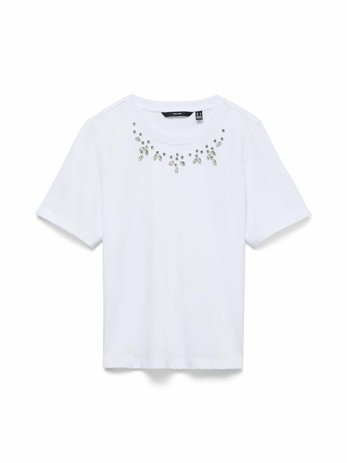 Vero Moda Sif, t-shirt a maniche corte da donna bianca con applicazioni