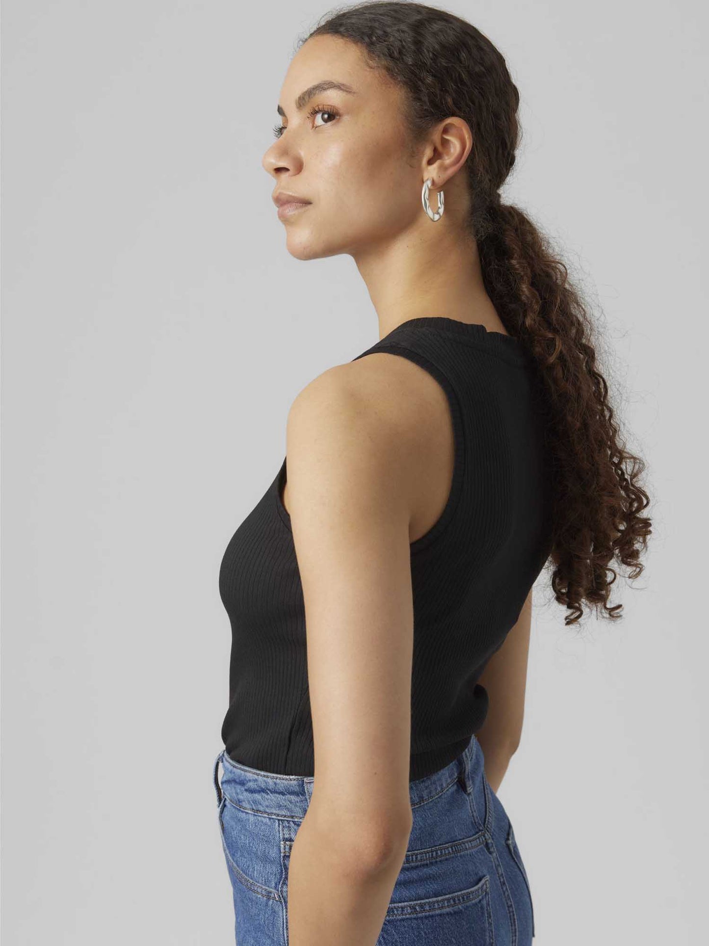 Vero Moda Awlavender, canotta donna nera a girocollo