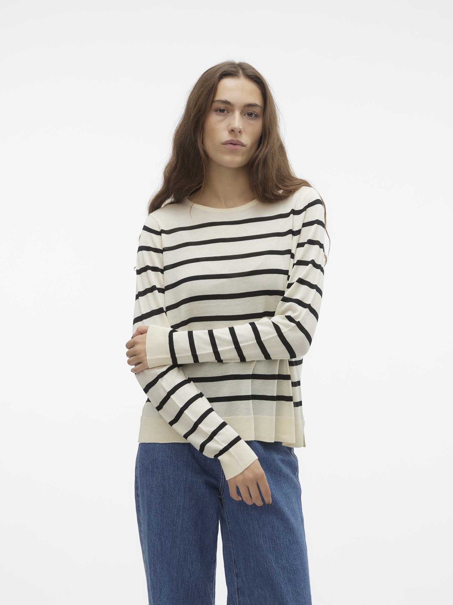 VERO MODA NOVA LS O - BIANCO-NERO