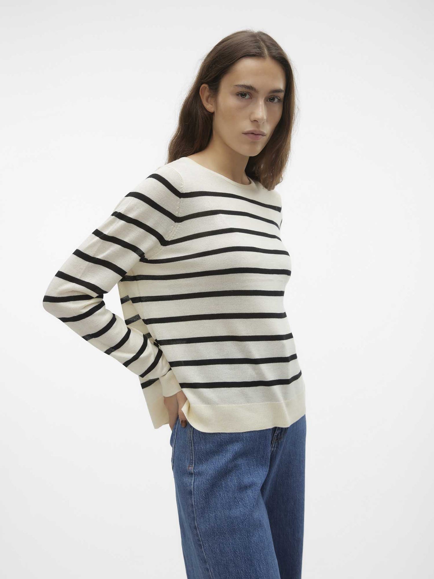 VERO MODA NOVA LS O - BIANCO-NERO