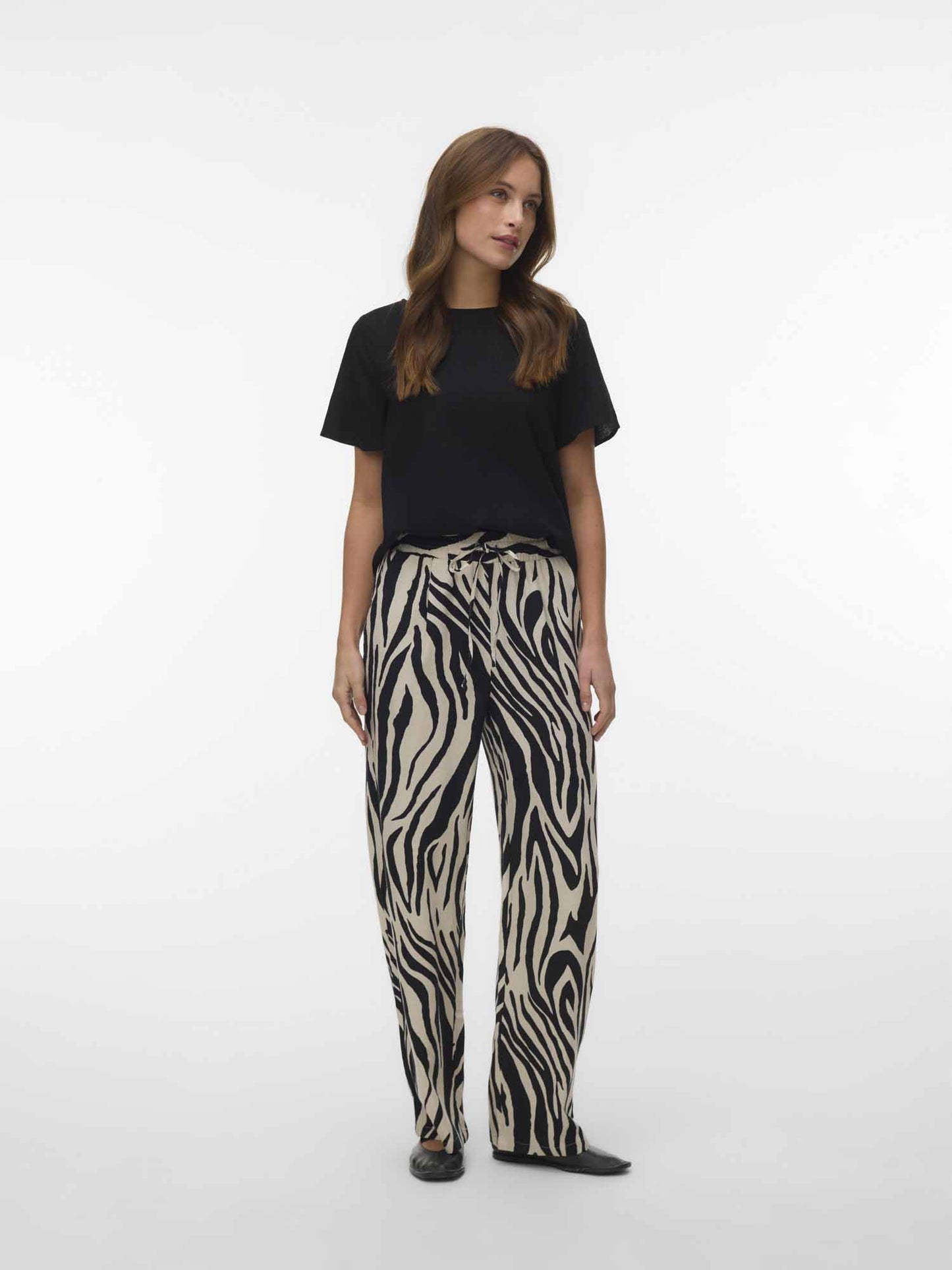 Pantaloni Vero Moda Jesmilo a vita media con stampa zebra da donna