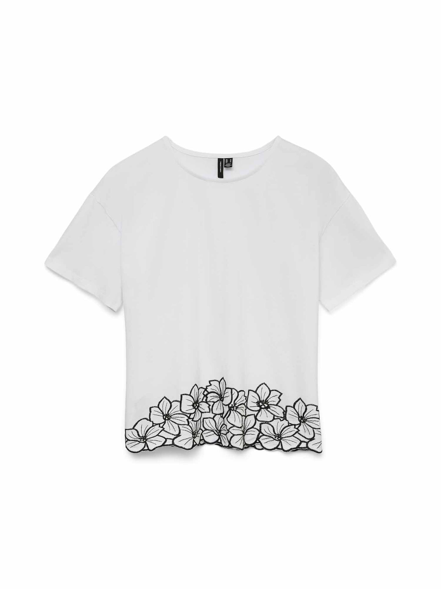 Vero Moda Noah, t-shirt donna bianca con ricamo floreale