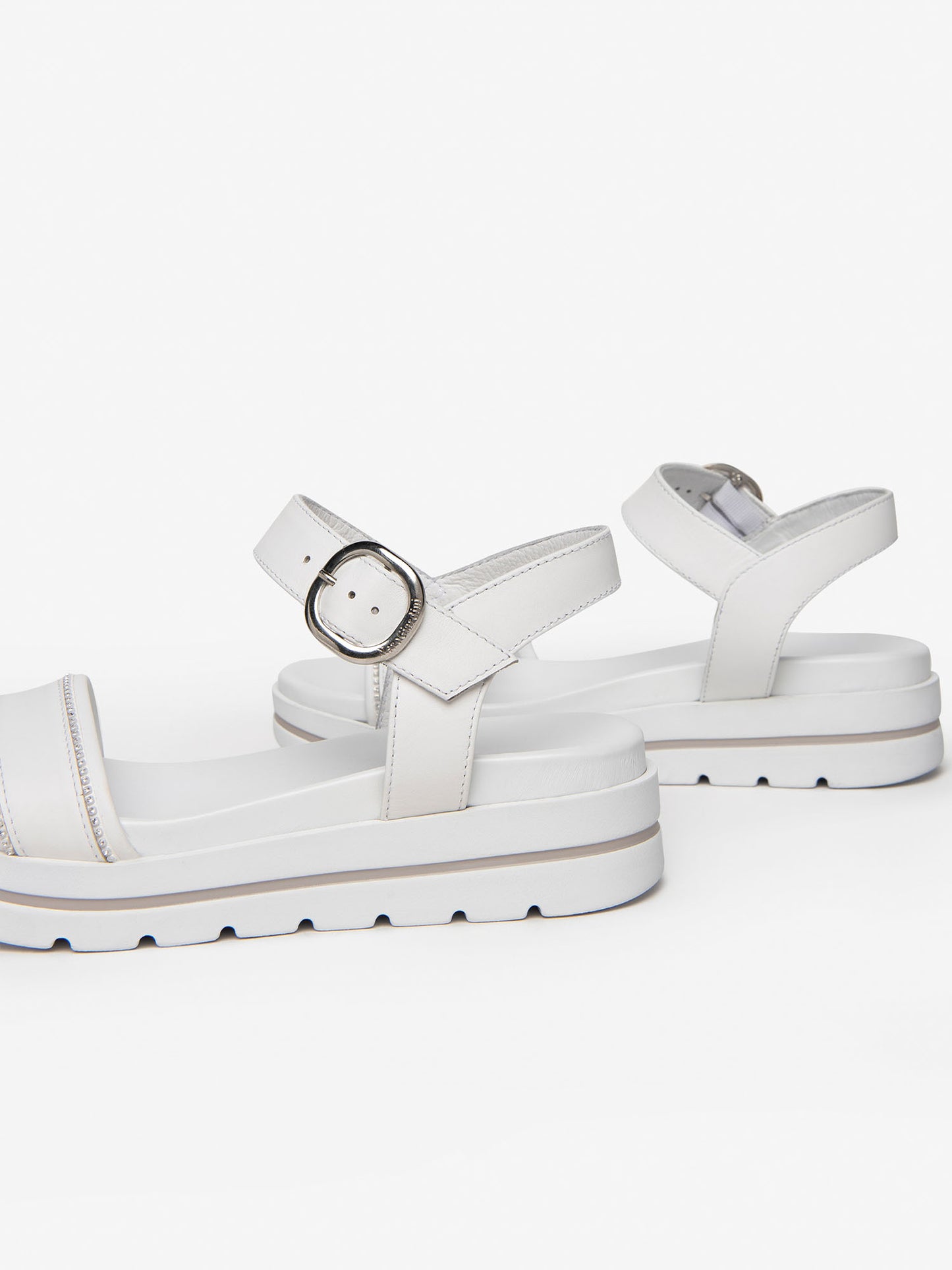 SANDALO IN PELLE NERO GIARDINI DONNA BIANCO