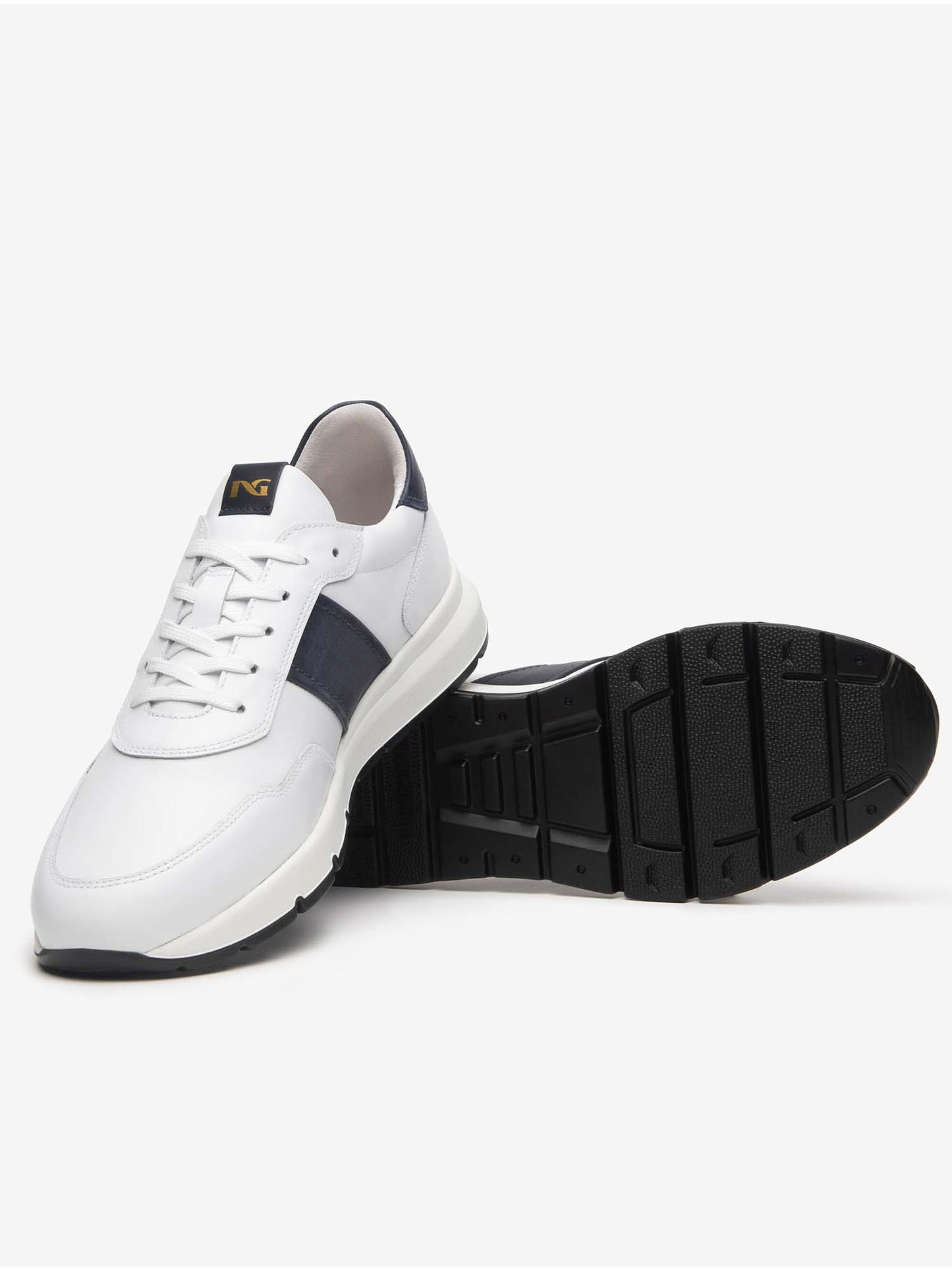 SNEAKERS IN PELLE NERO GIARDINI UOMO BIANCO