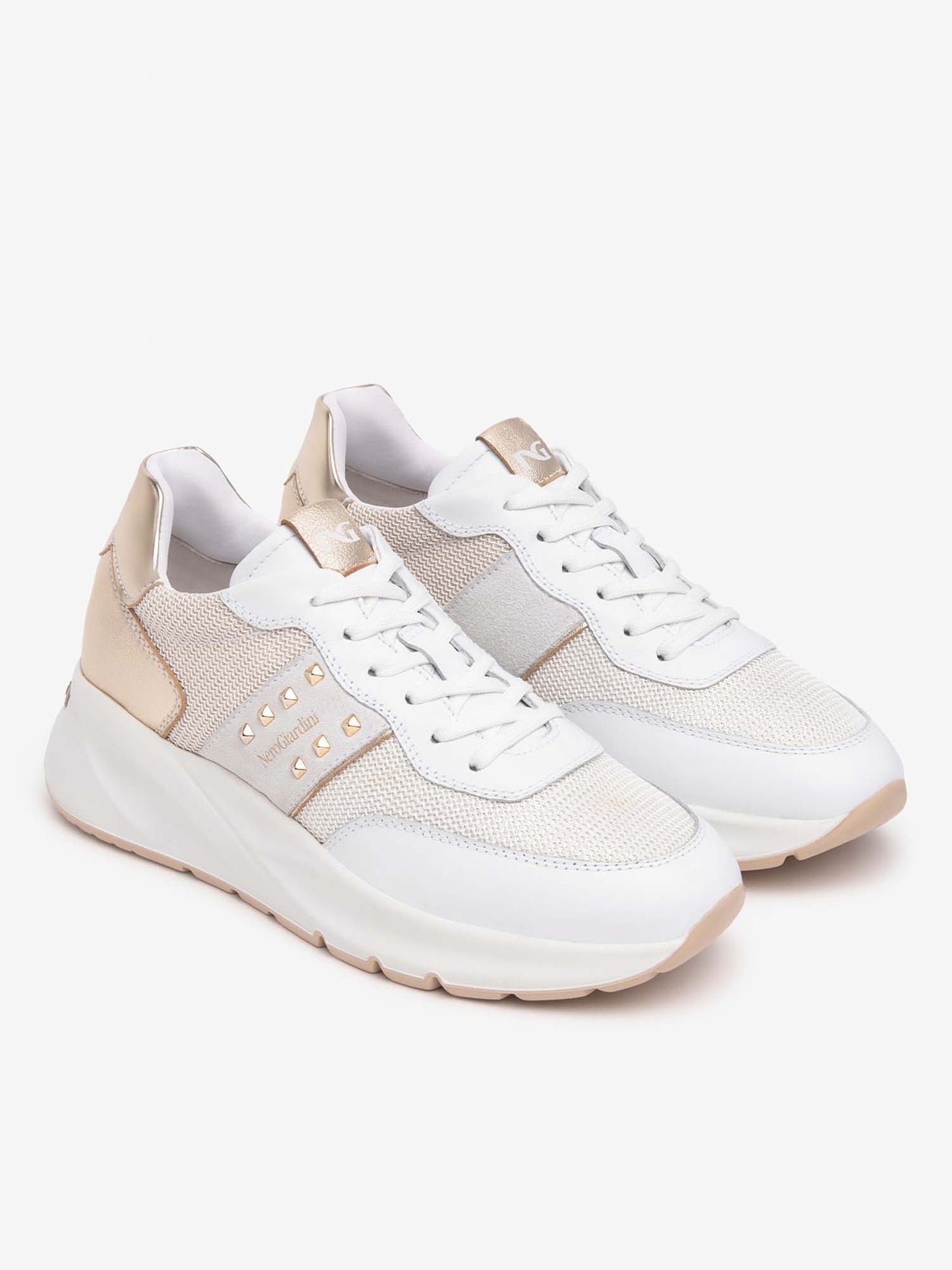 SNEAKERS NERO GIARDINI DONNA BIANCO ORO