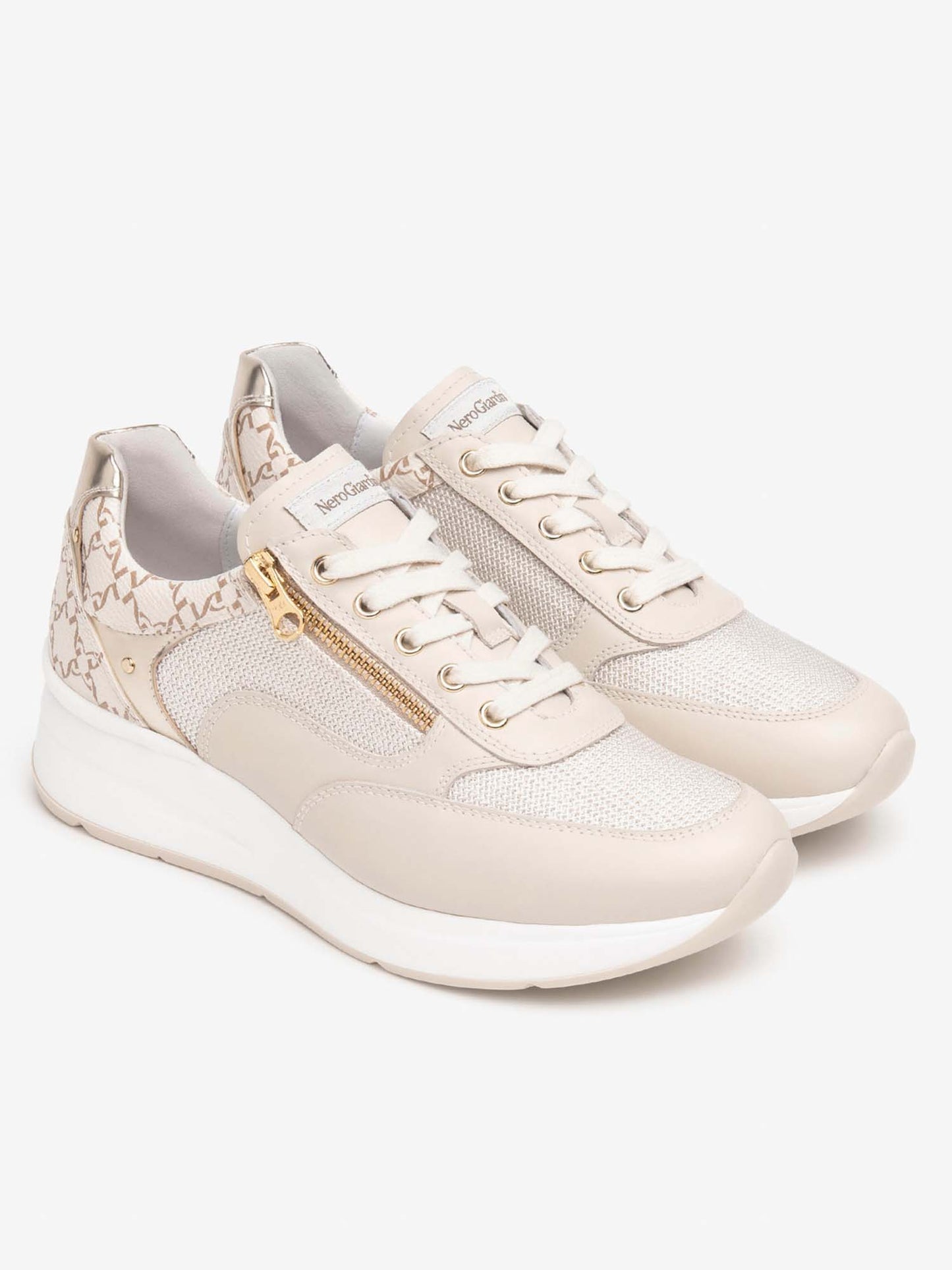 SNEAKERS CON ZIP NERO GIARDINI DONNA LATTE