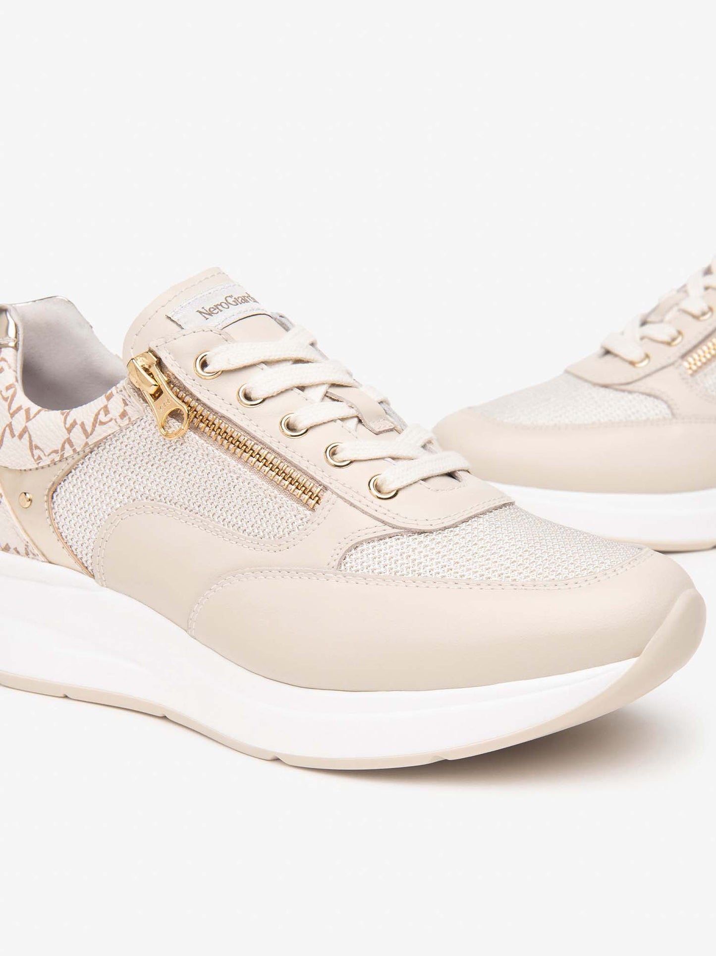 SNEAKERS CON ZIP NERO GIARDINI DONNA LATTE