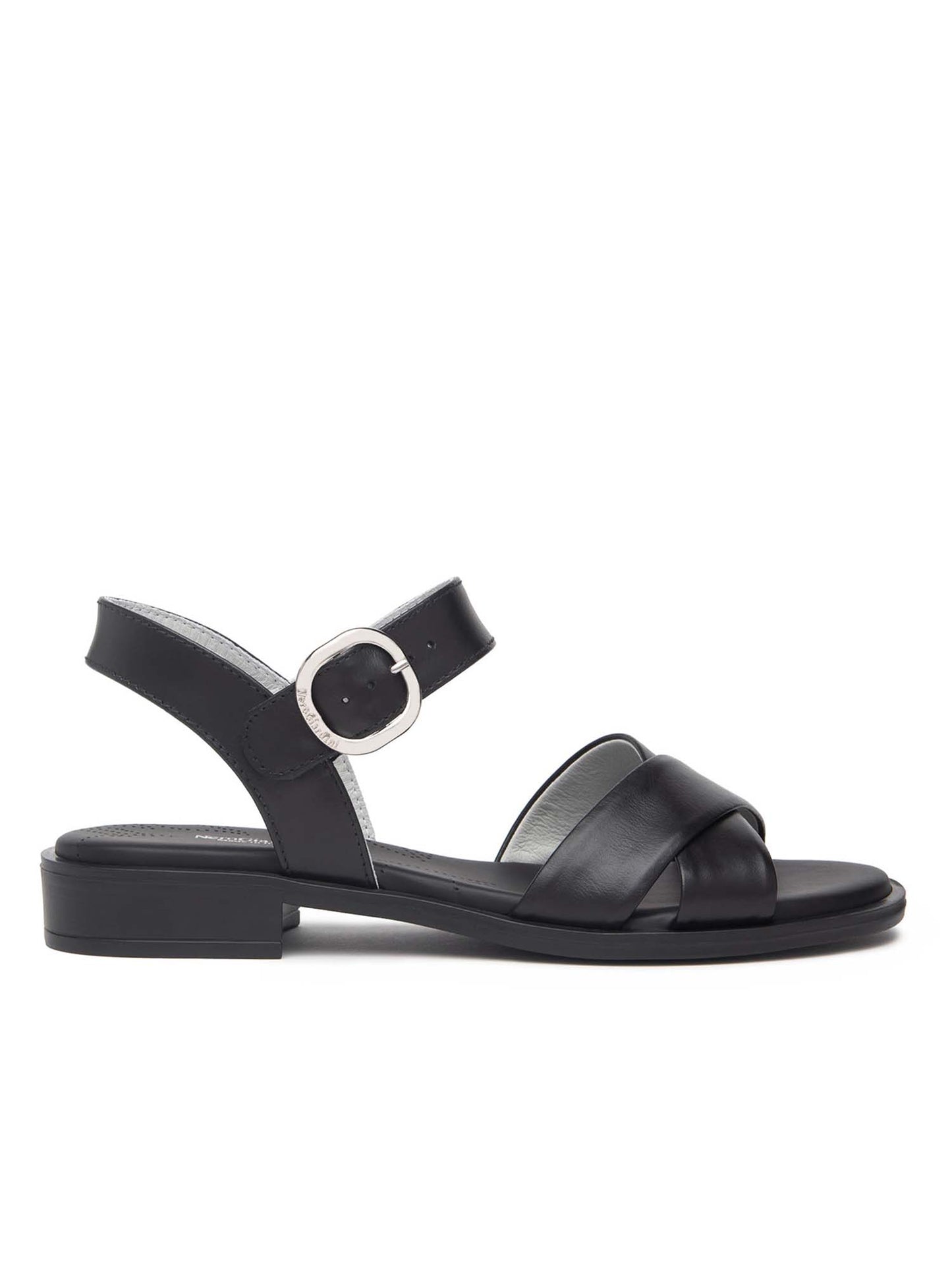 SANDALO CON FASCE INCROCIATE IN PELLE NERO GIARDINI DONNA NERO
