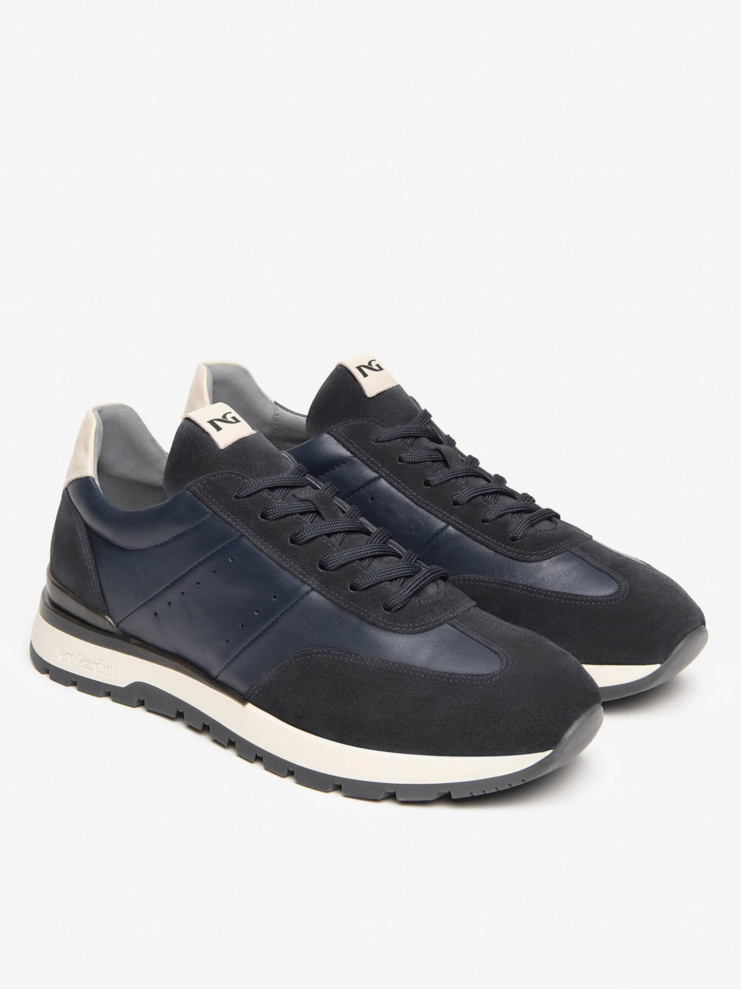 SNEAKERS IN PELLE NERO GIARDINI DA UOMO BLU