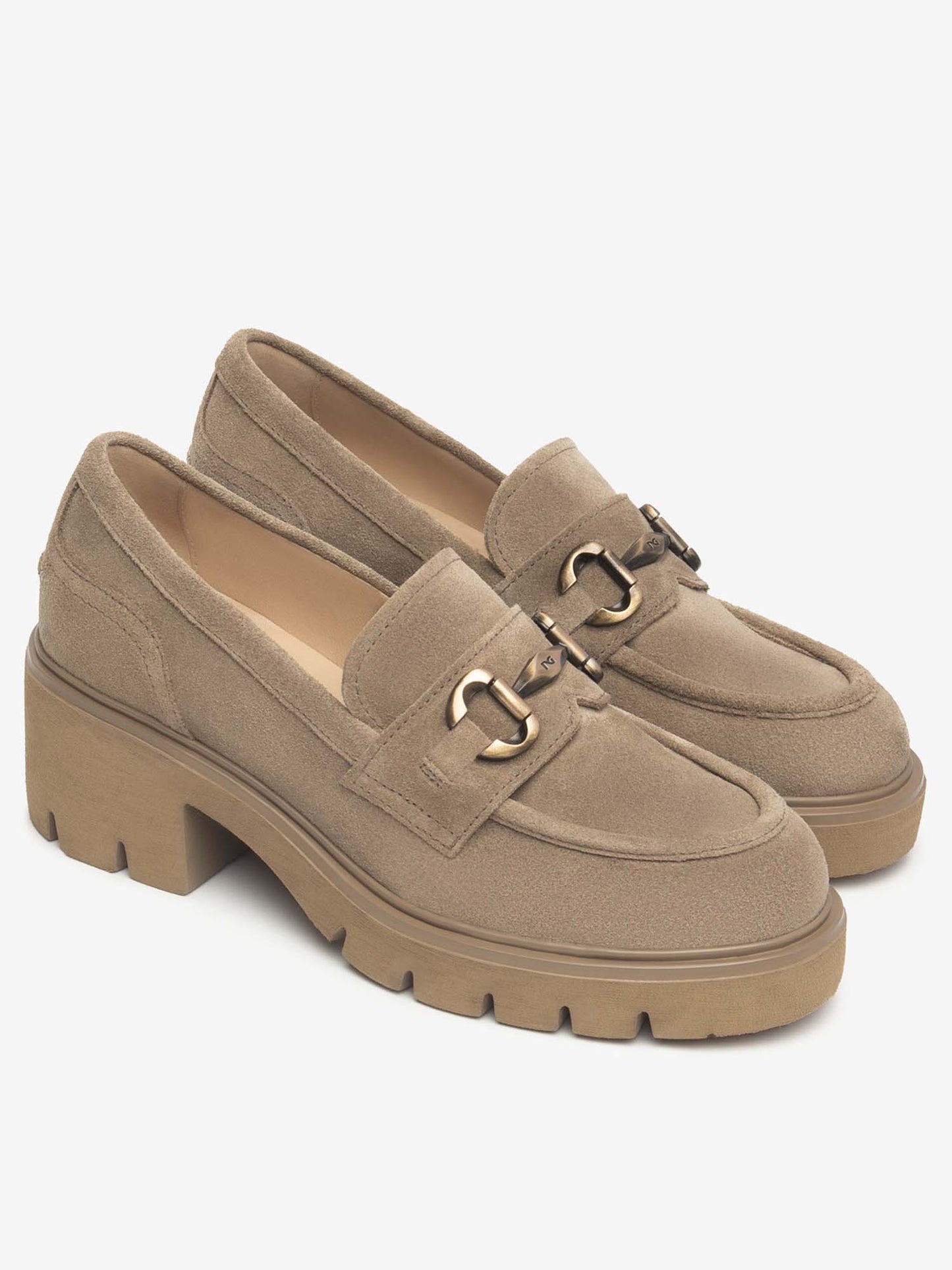 MOCASSINO CON TACCO A BLOCCO NeroGiardini BEIGE