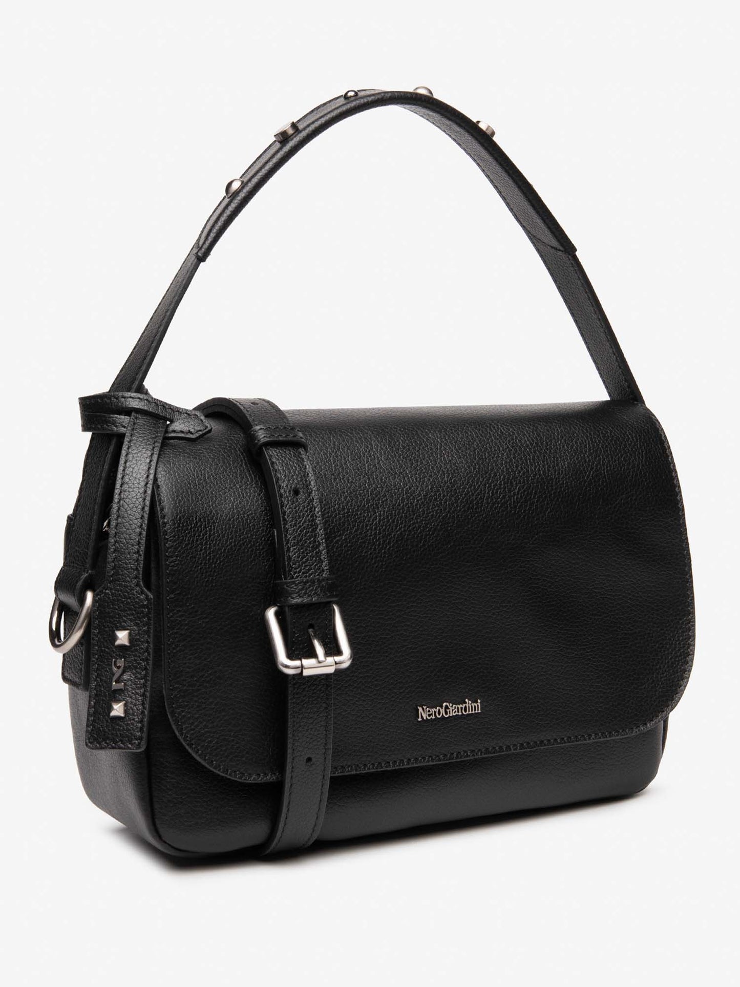BORSA FLAP BAG CON BORCHIE NERO GIARDINI DA DONNA NERO