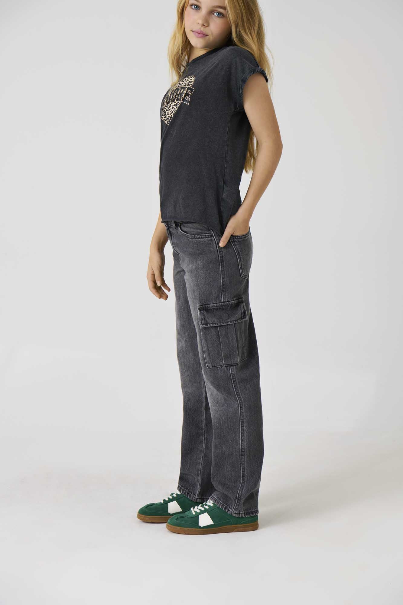 JEANS HARMONY WIDE CARGO ONLY DA BAMBINA GRIGIO DENIM