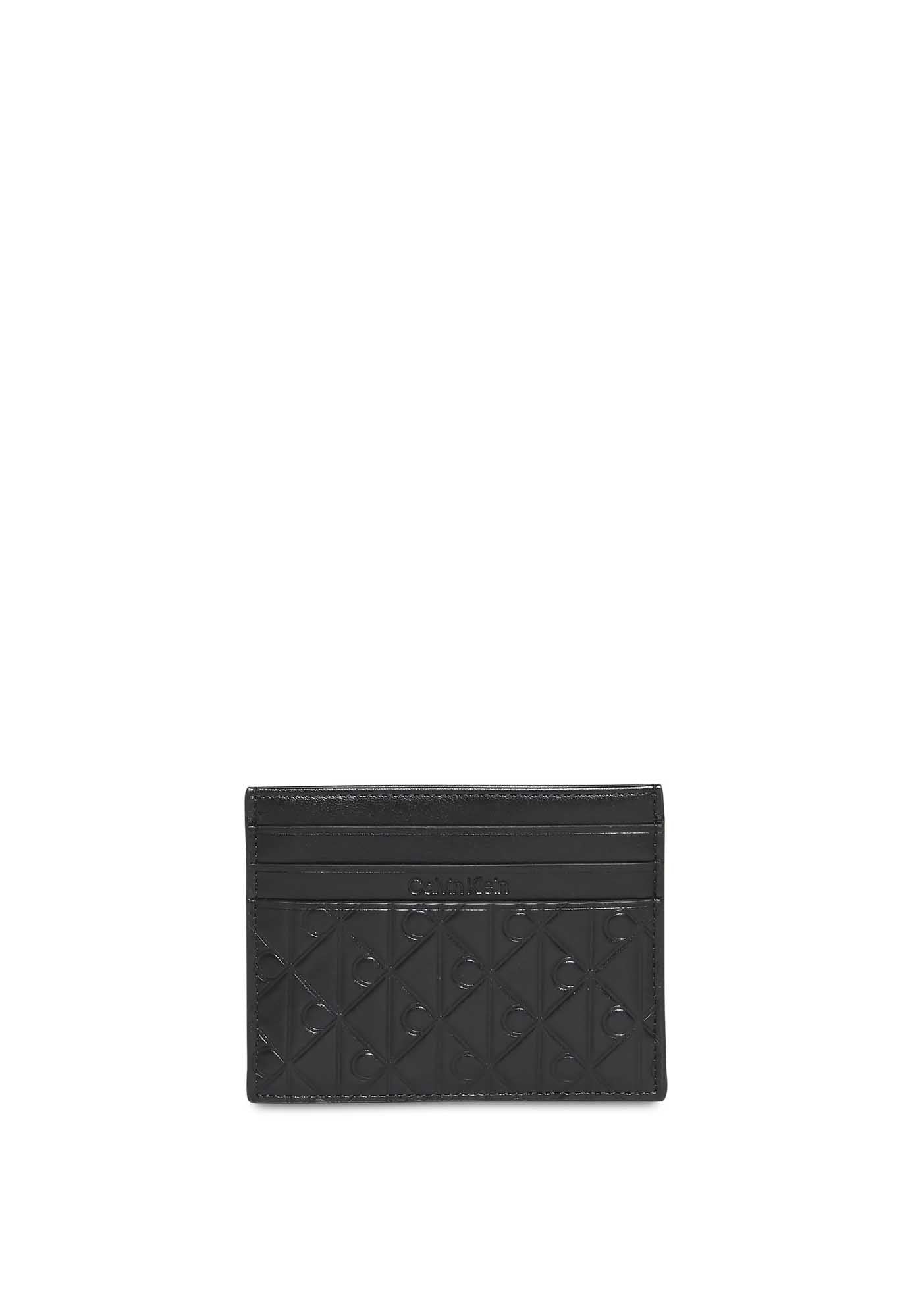 Portacarte uomo nero Calvin Klein Embossed con logo in rilievo