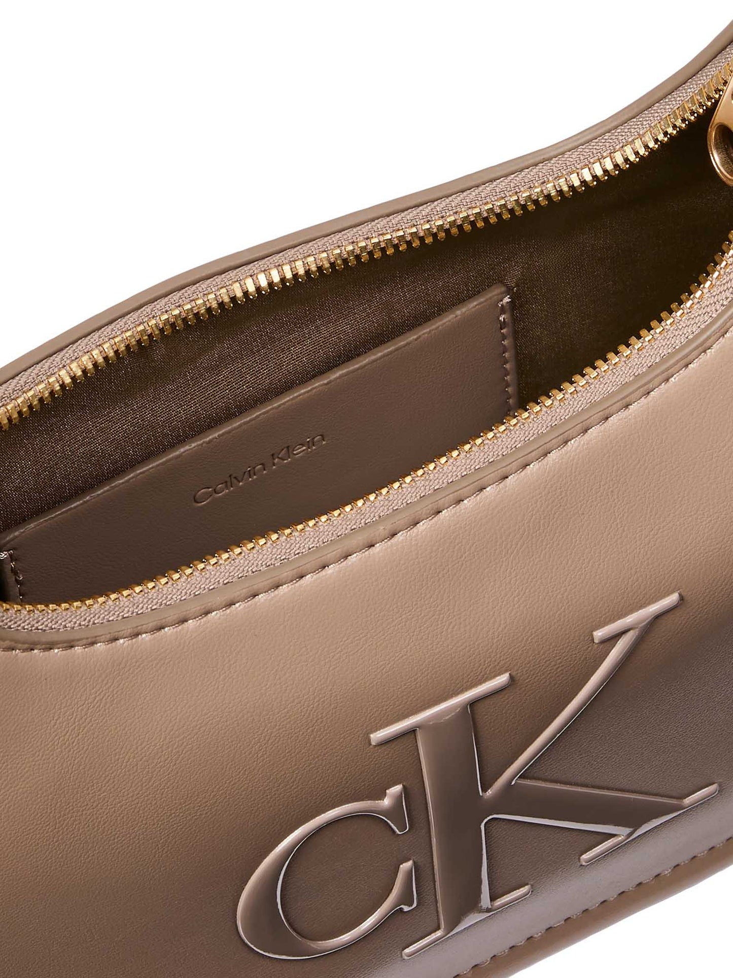 Calvin Klein Bold Shoulder Bag, borsa mezza luna beige da donna