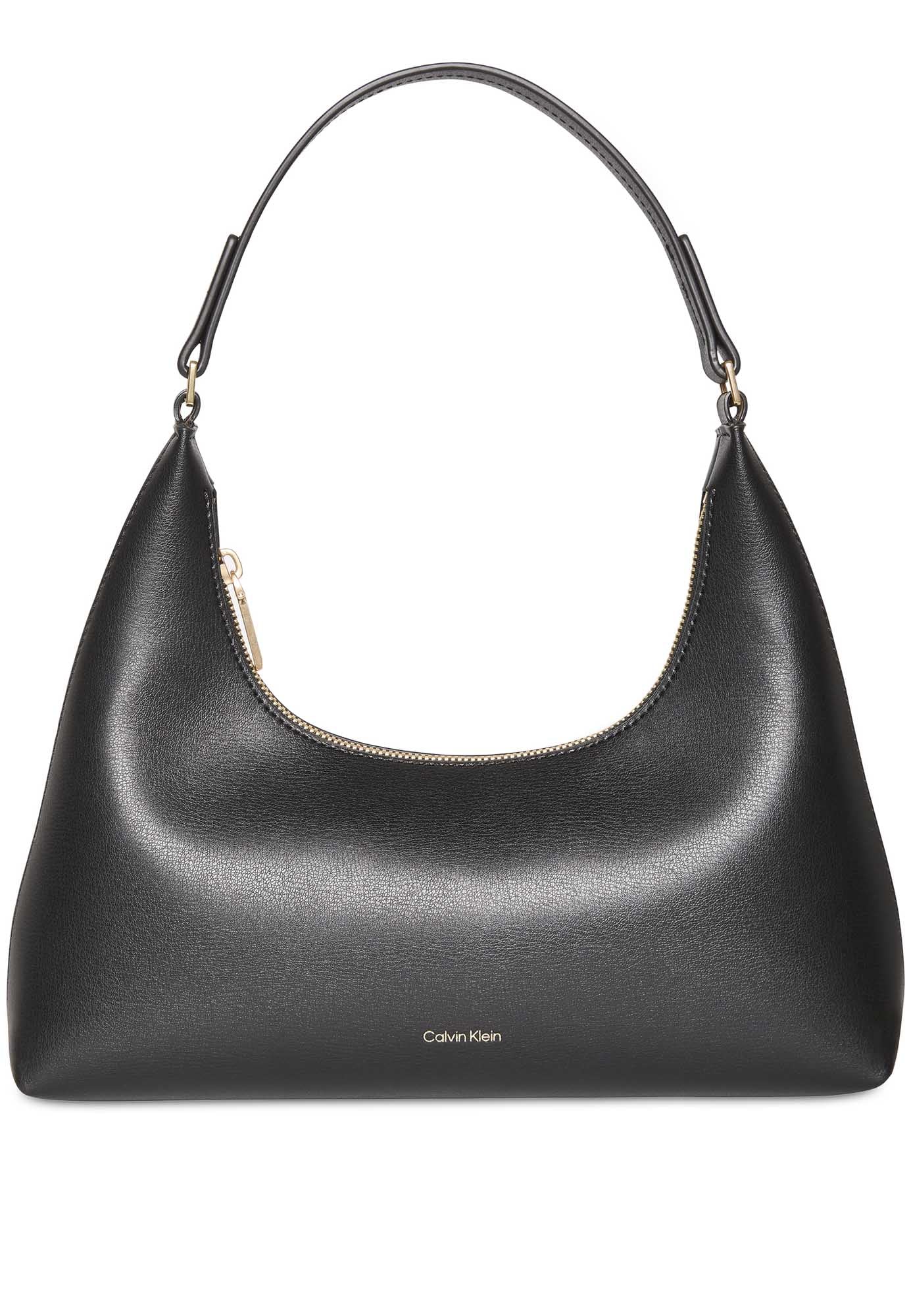 Calvin Klein mezza luna nera in similpelle con logo da donna