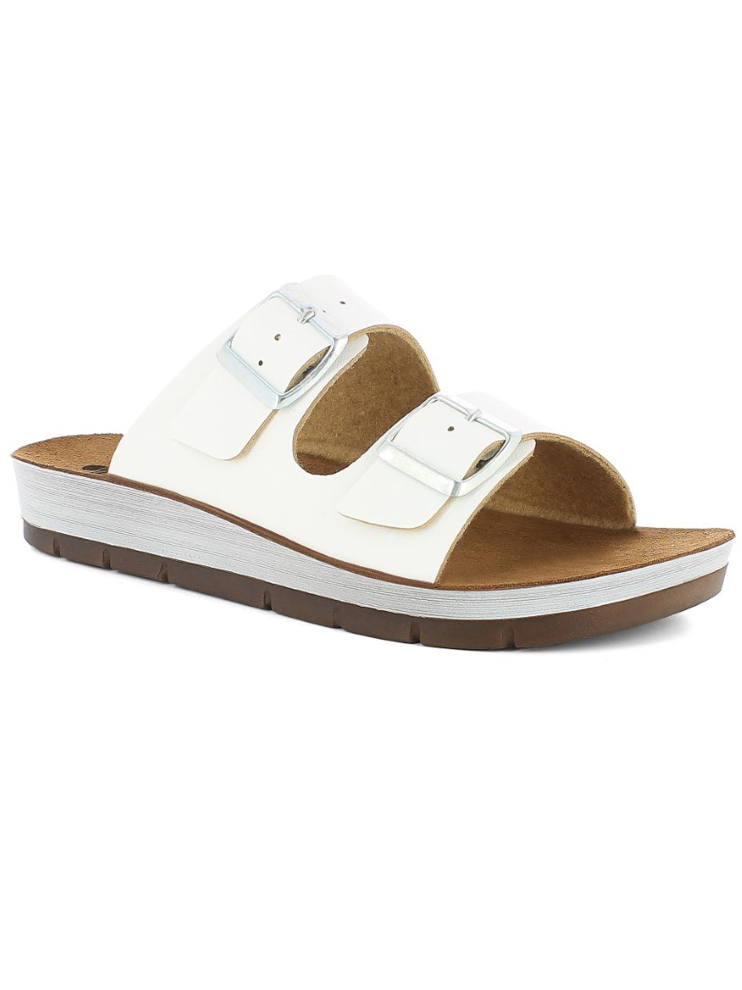 Ciabatta donna IN Blu bianca con doppia fascia regolabile