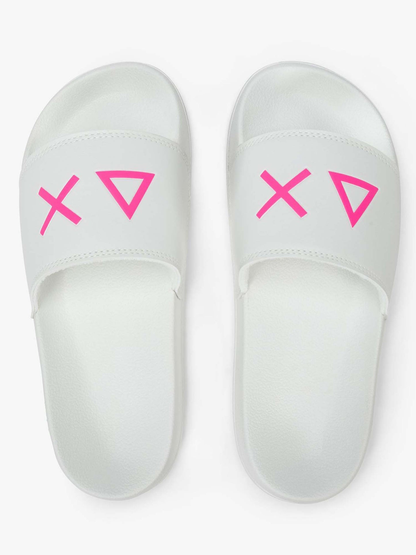 Sun68 Slippers Logo, ciabatte donna bianche con logo fucsia