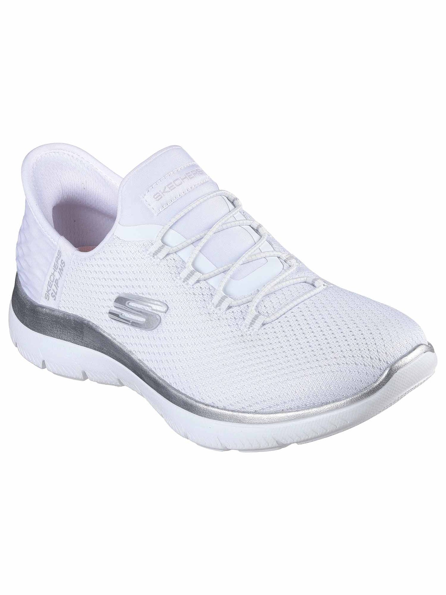 SKECHERS DONNA SUMMIT SLIP - BIANCO ARGENTO