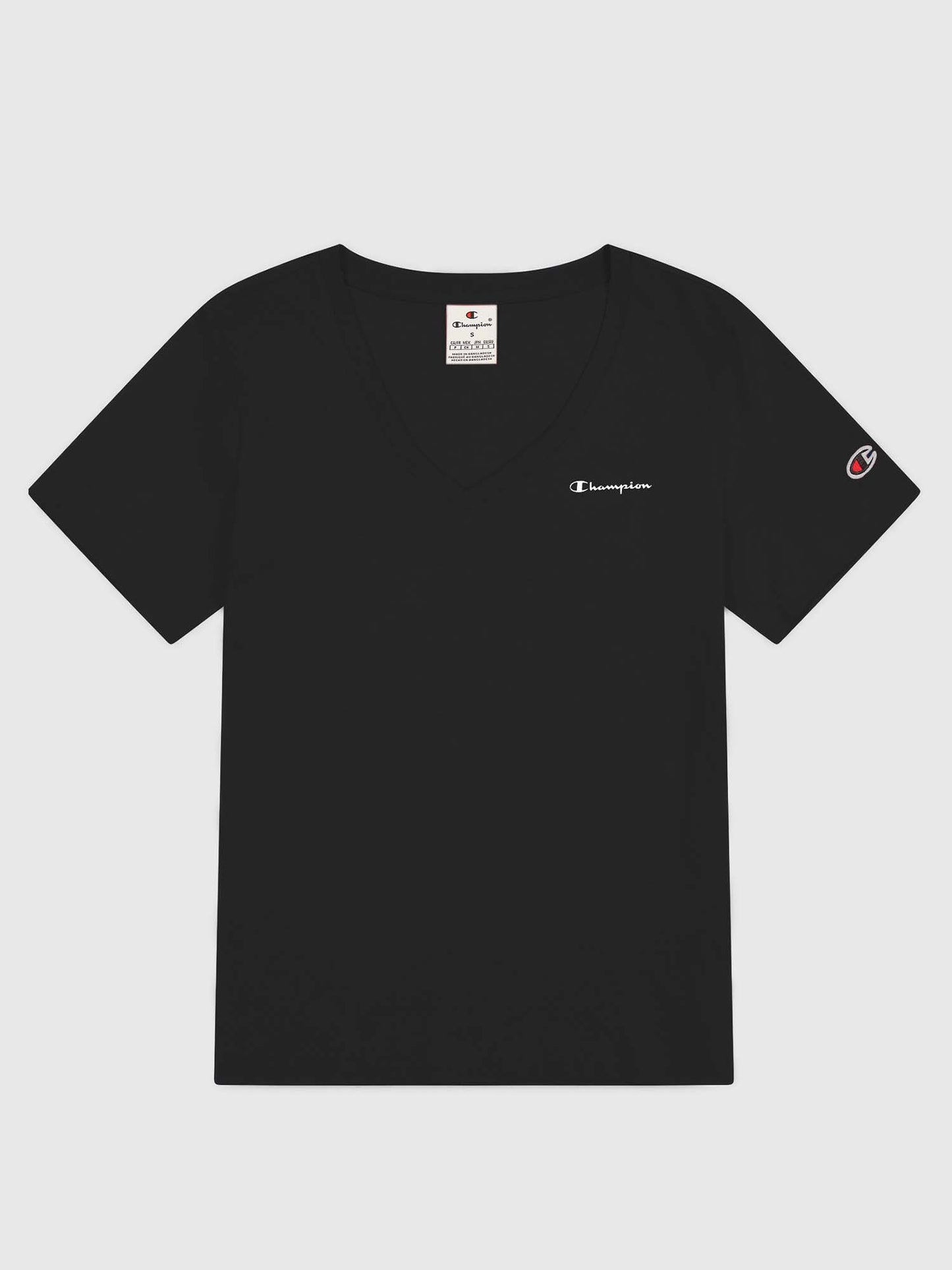T-SHIRT SCOLLO A V CHAMPION DA DONNA NERO