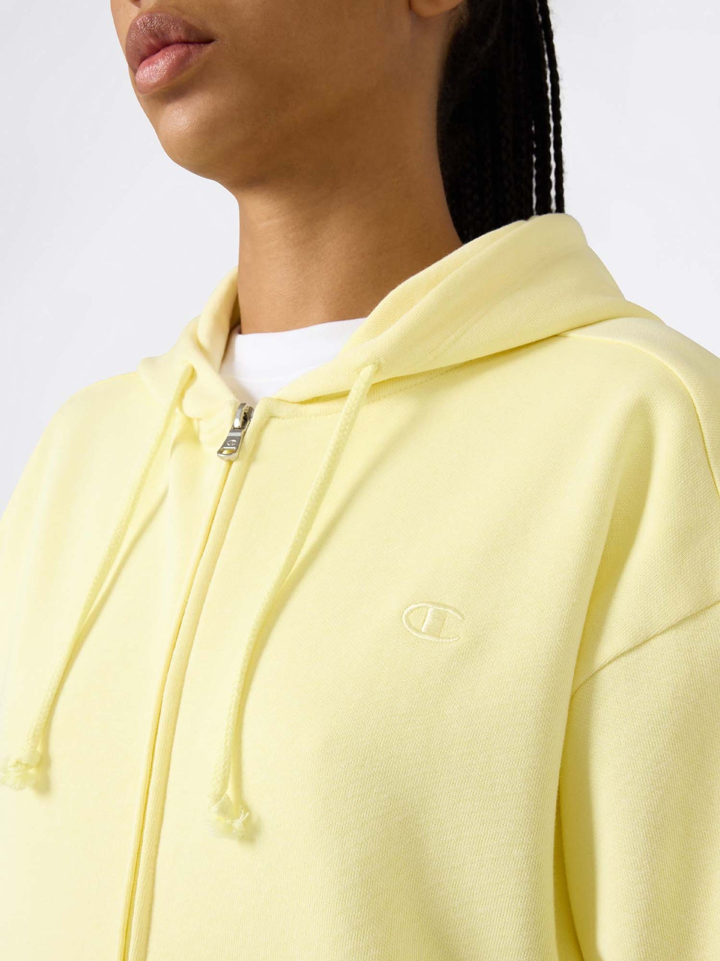 Felpa con cappuccio Champion full zip donna gialla