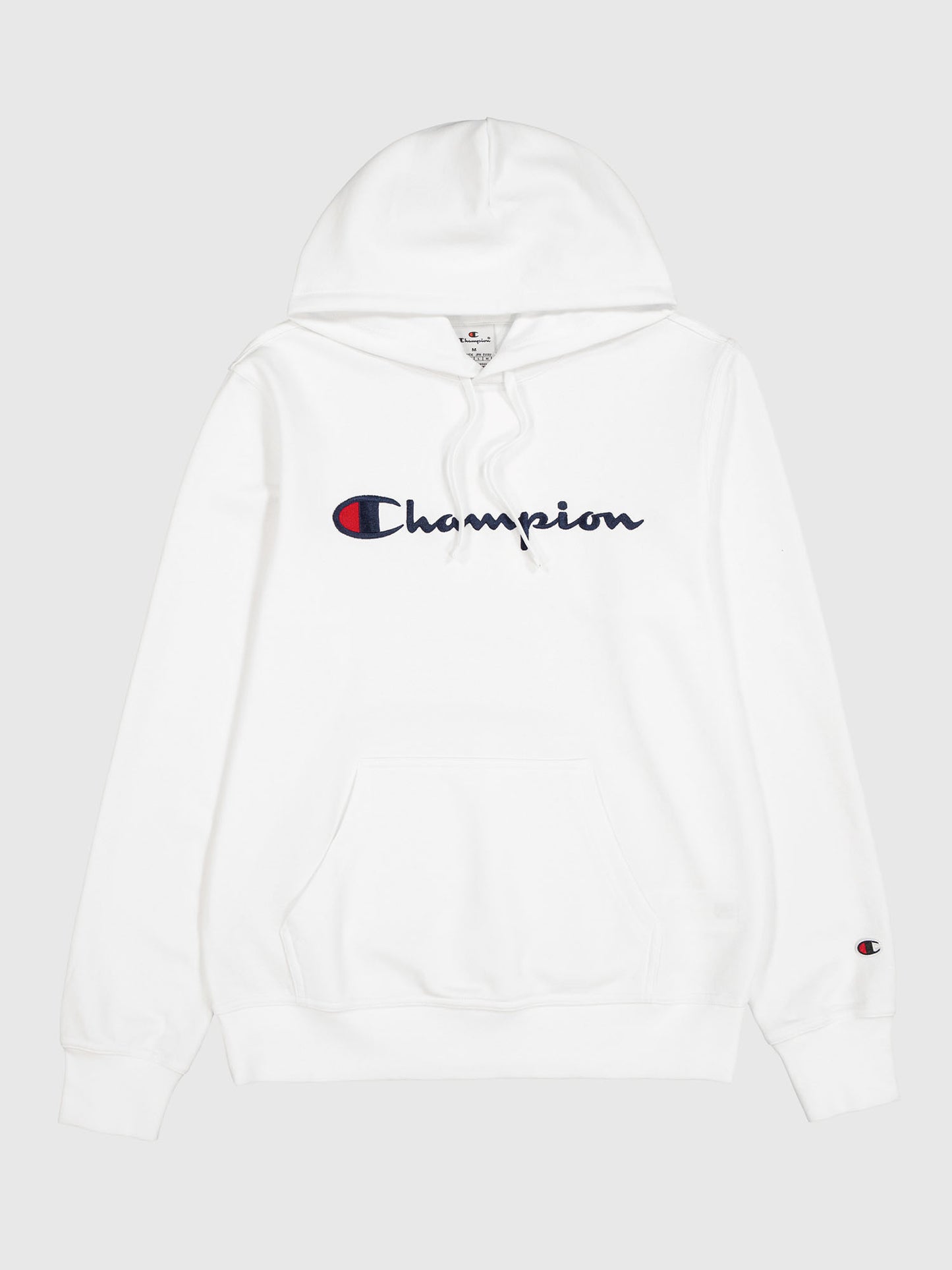 FELPA CON CAPPUCCIO CON LOGO RICAMATO CHAMPION UOMO BIANCO