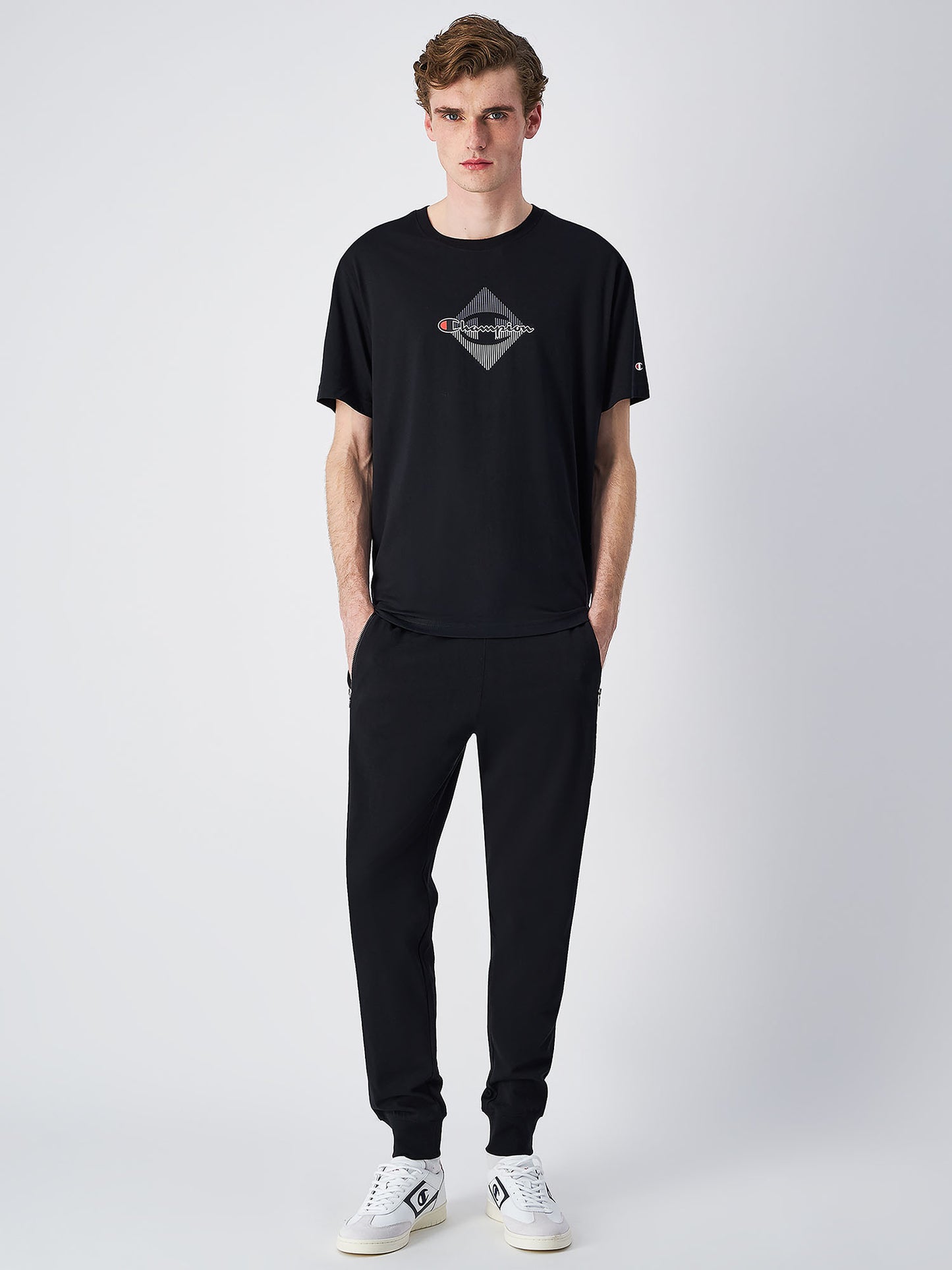 Pantaloni da uomo Champion neri con tasche zip e vita elasticizzata