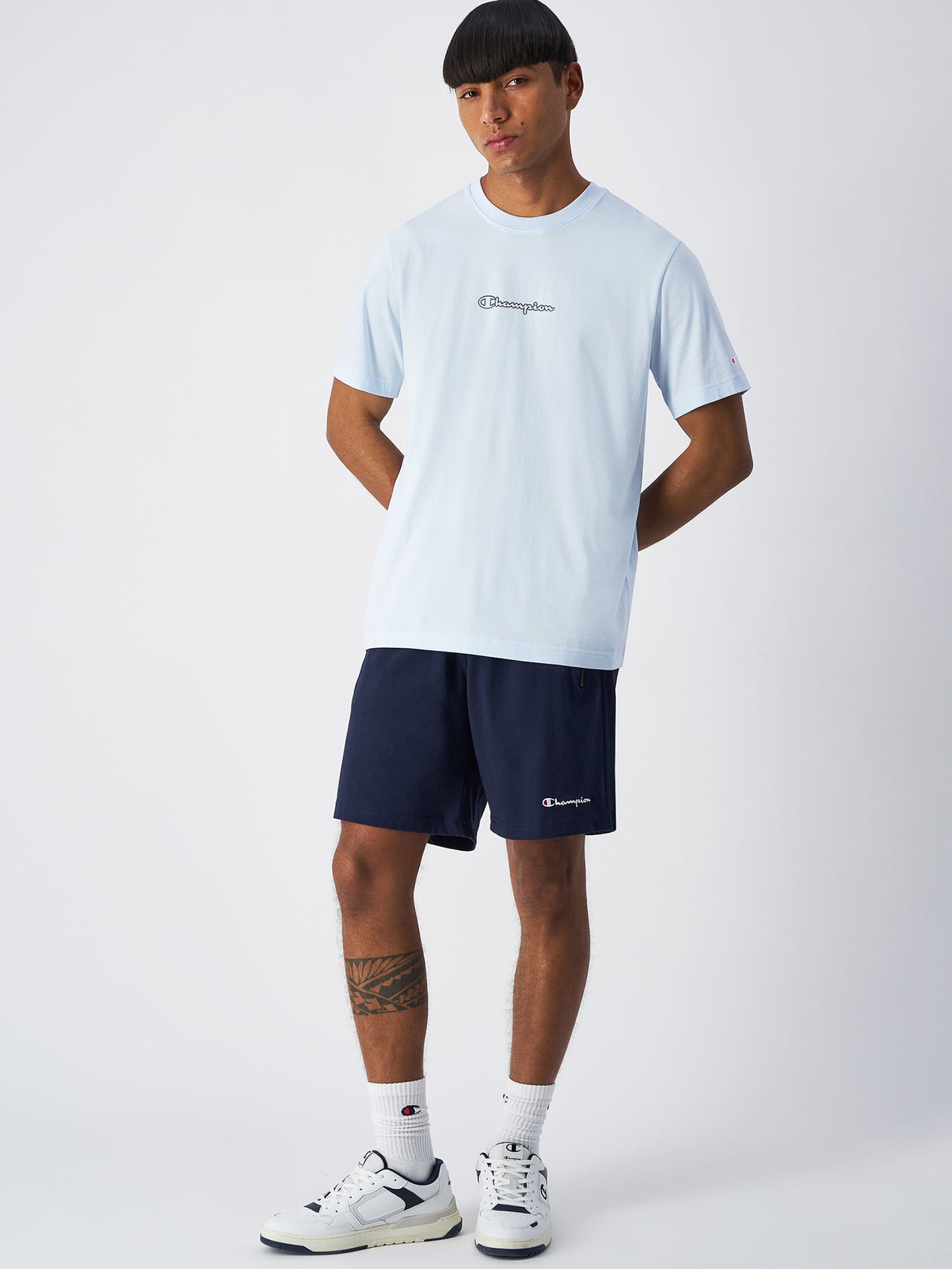 Shorts bermuda Champion da uomo blu con zip e vita elasticizzata