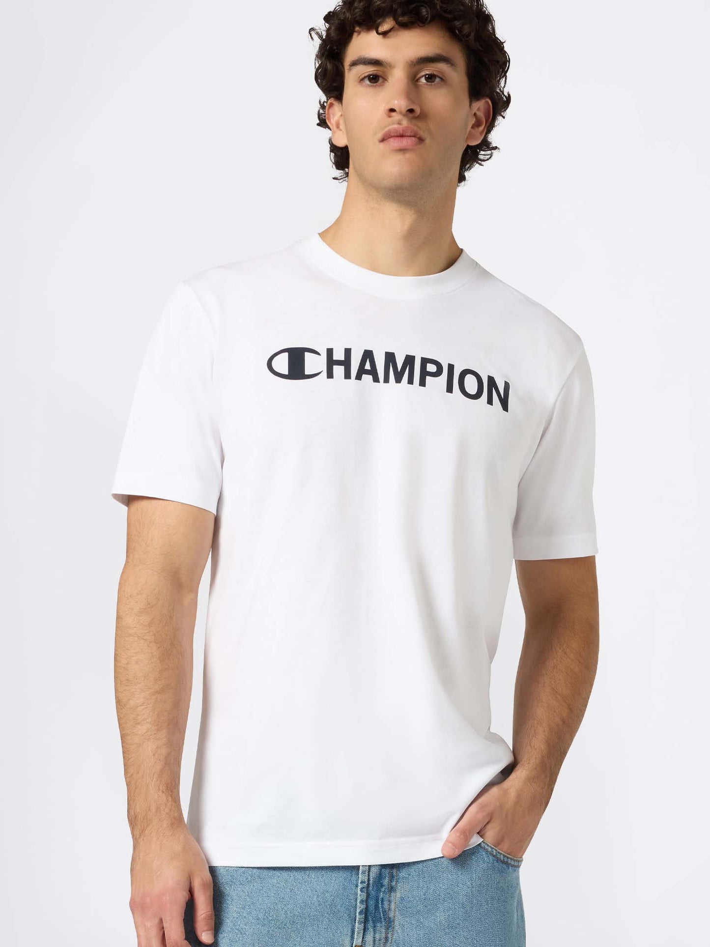T-SHIRT GIROCOLLO CHAMPION DA UOMO BIANCO