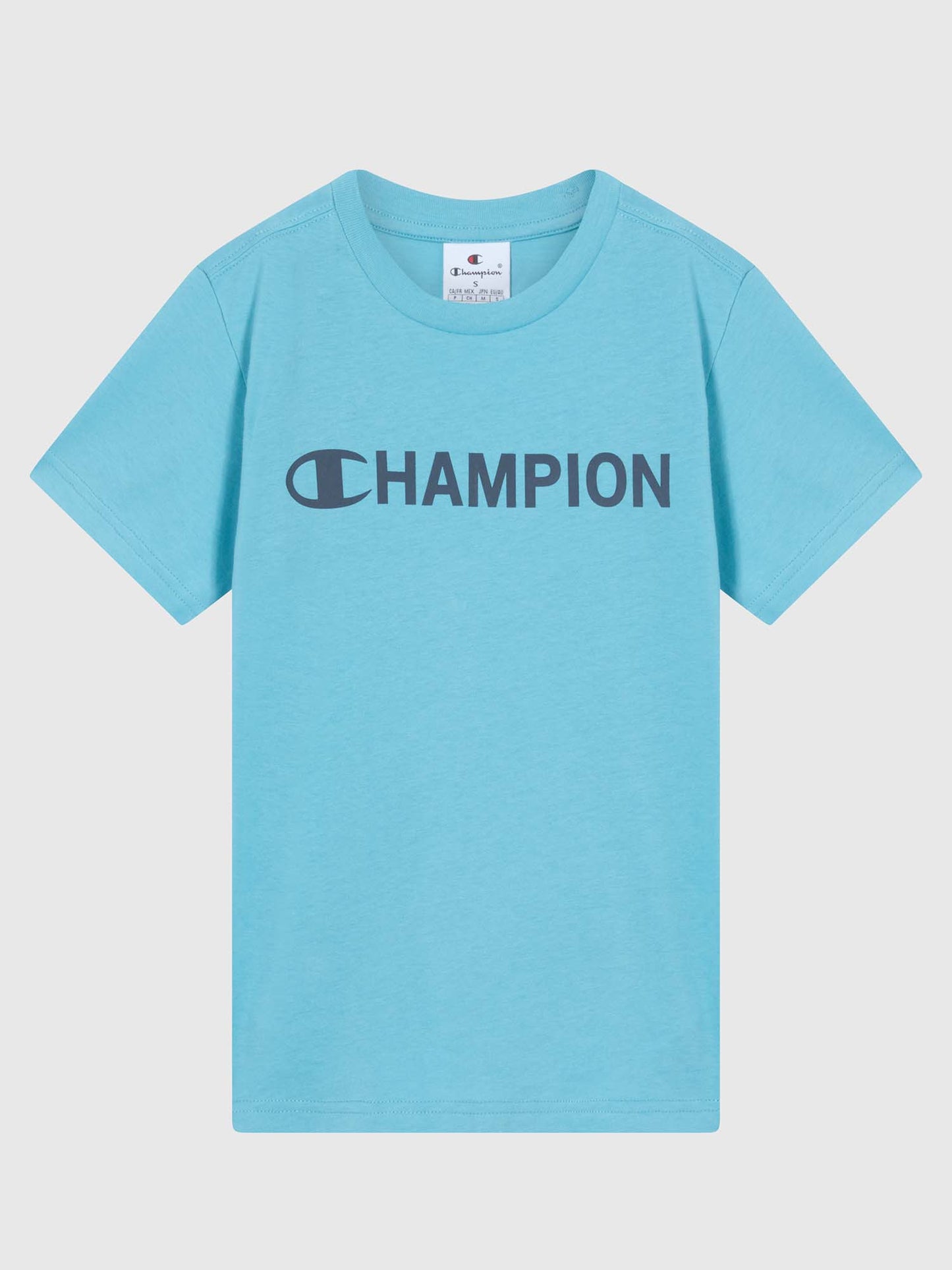 T-SHIRT GIROCOLLO CON LOGO CHAMPION DA BAMBINO CELESTE