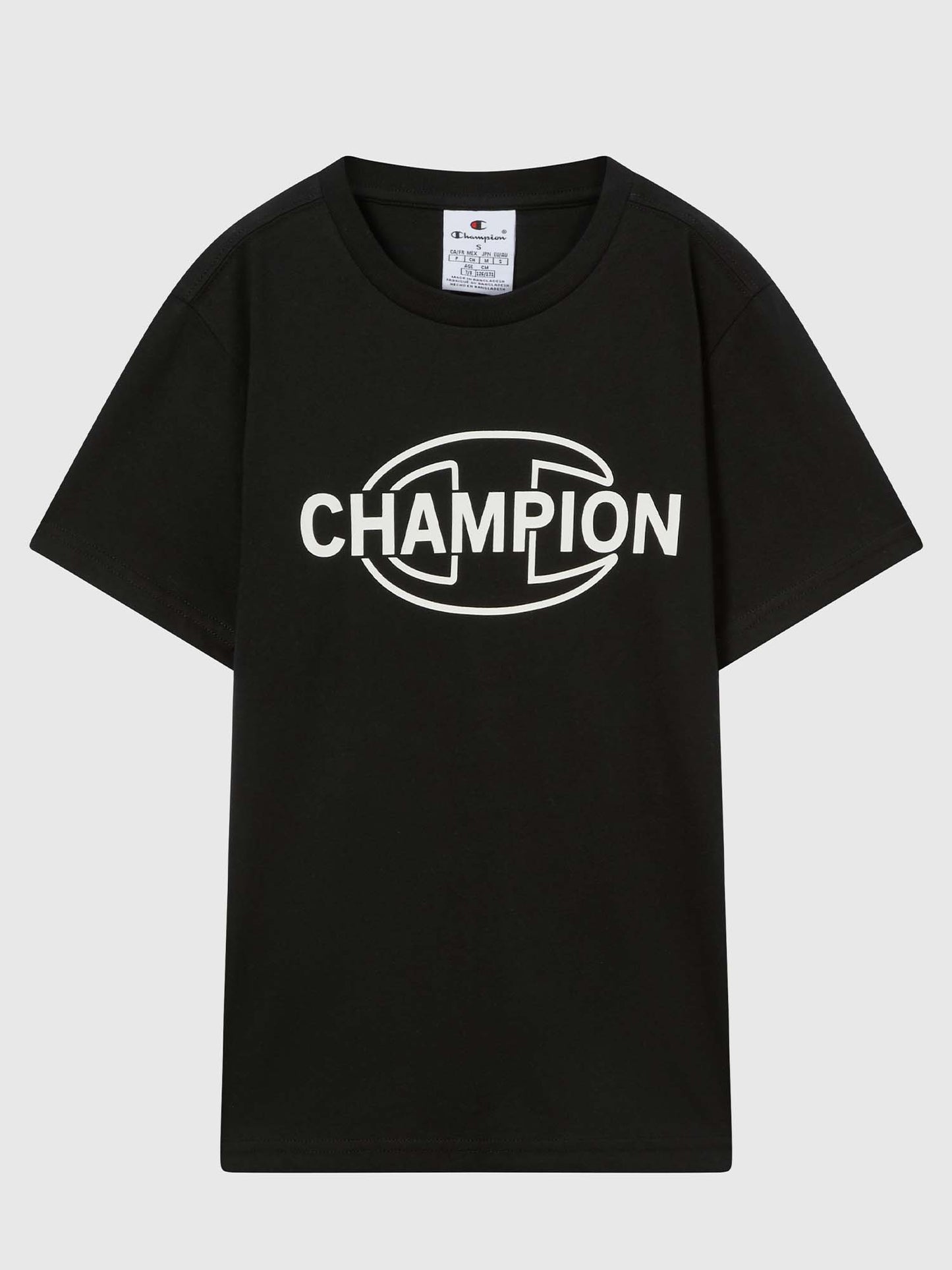T-SHIRT GIROCOLLO CON LOGO CHAMPION DA BAMBINO NERO