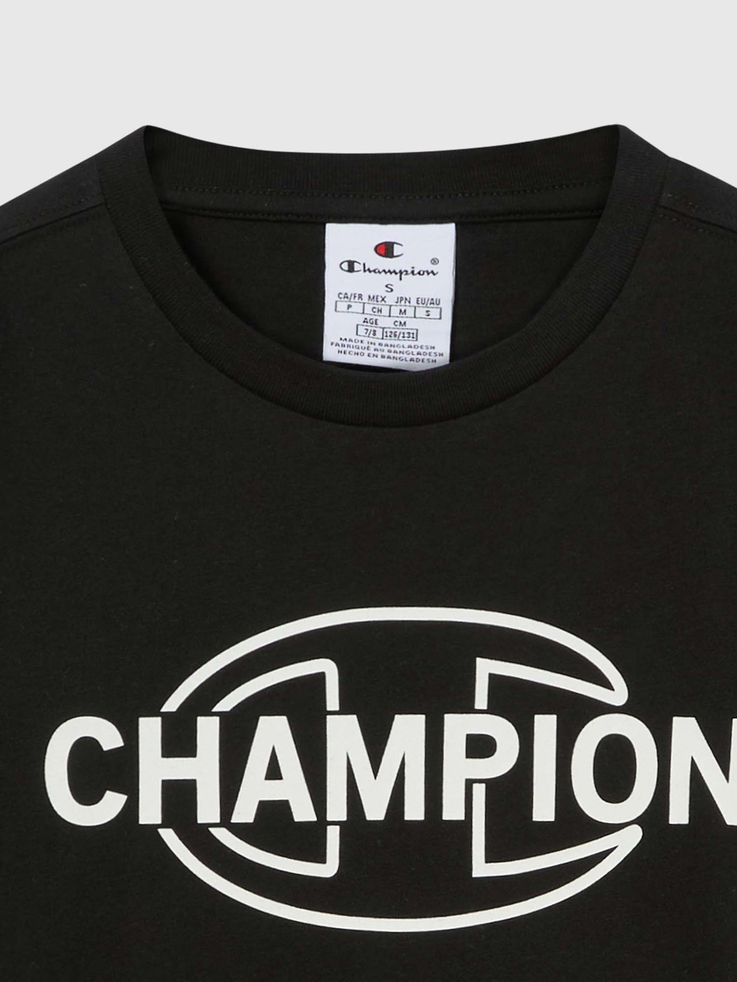 T-SHIRT GIROCOLLO CON LOGO CHAMPION DA BAMBINO NERO