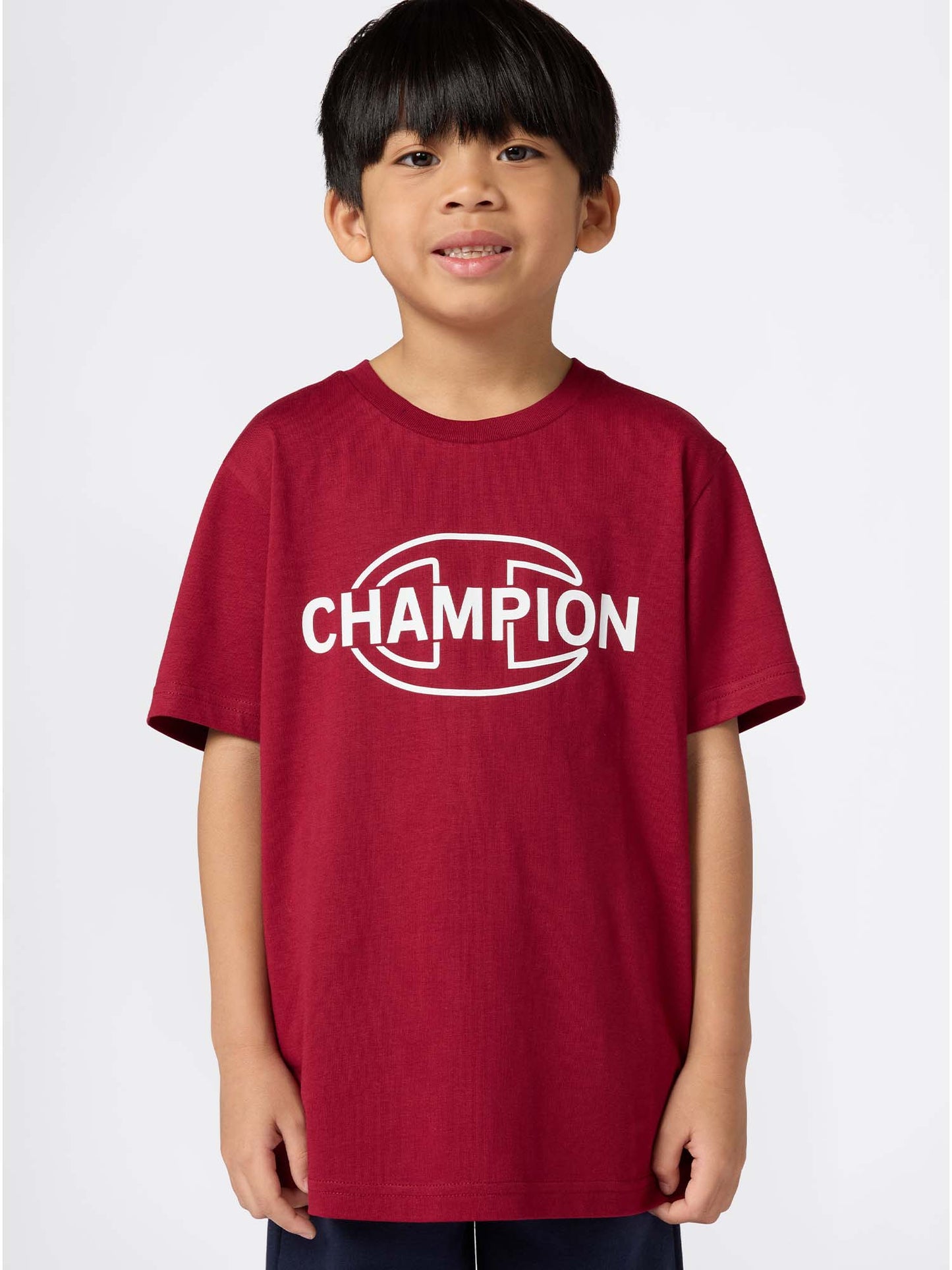 T-SHIRT GIROCOLLO CON LOGO CHAMPION DA BAMBINO BORDEAUX