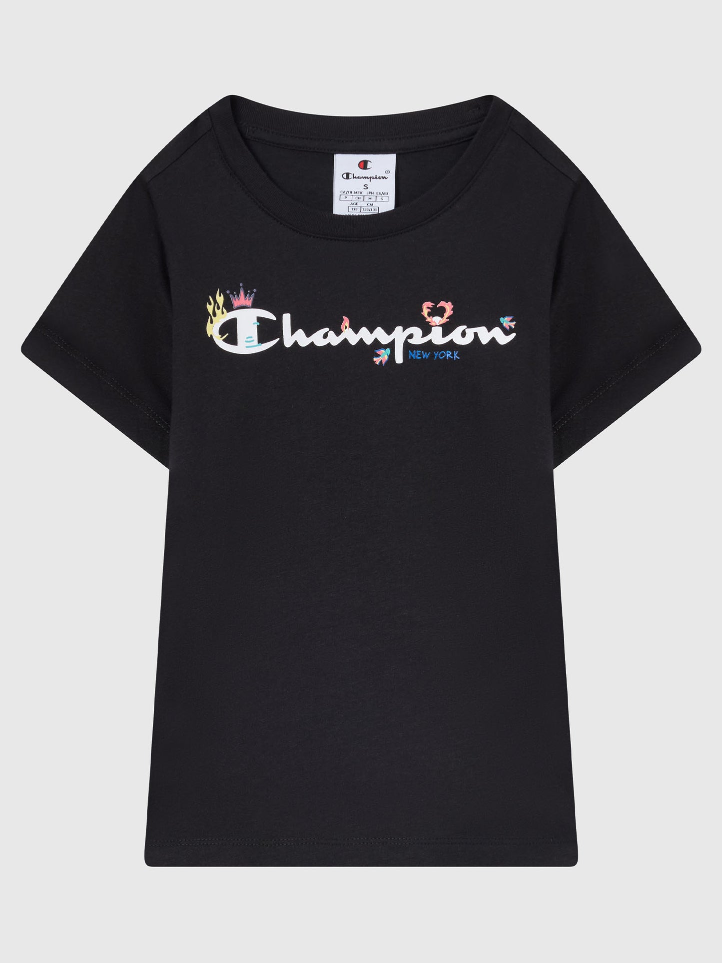 T-SHIRT CON LOGO CHAMPION DA BAMBINA NERO