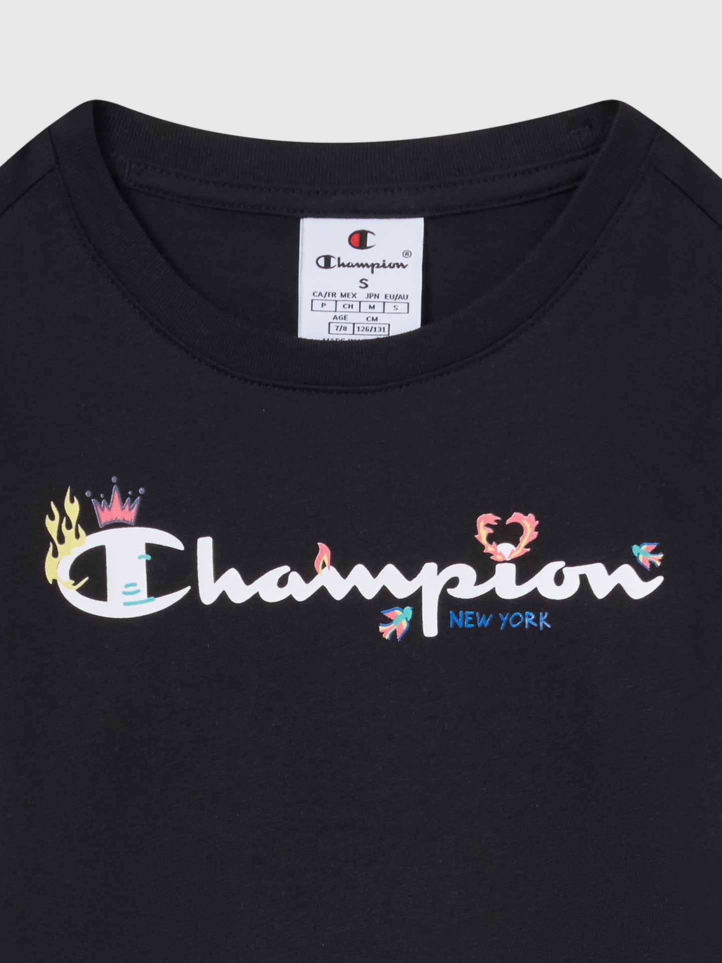 T-SHIRT CON LOGO CHAMPION DA BAMBINA NERO