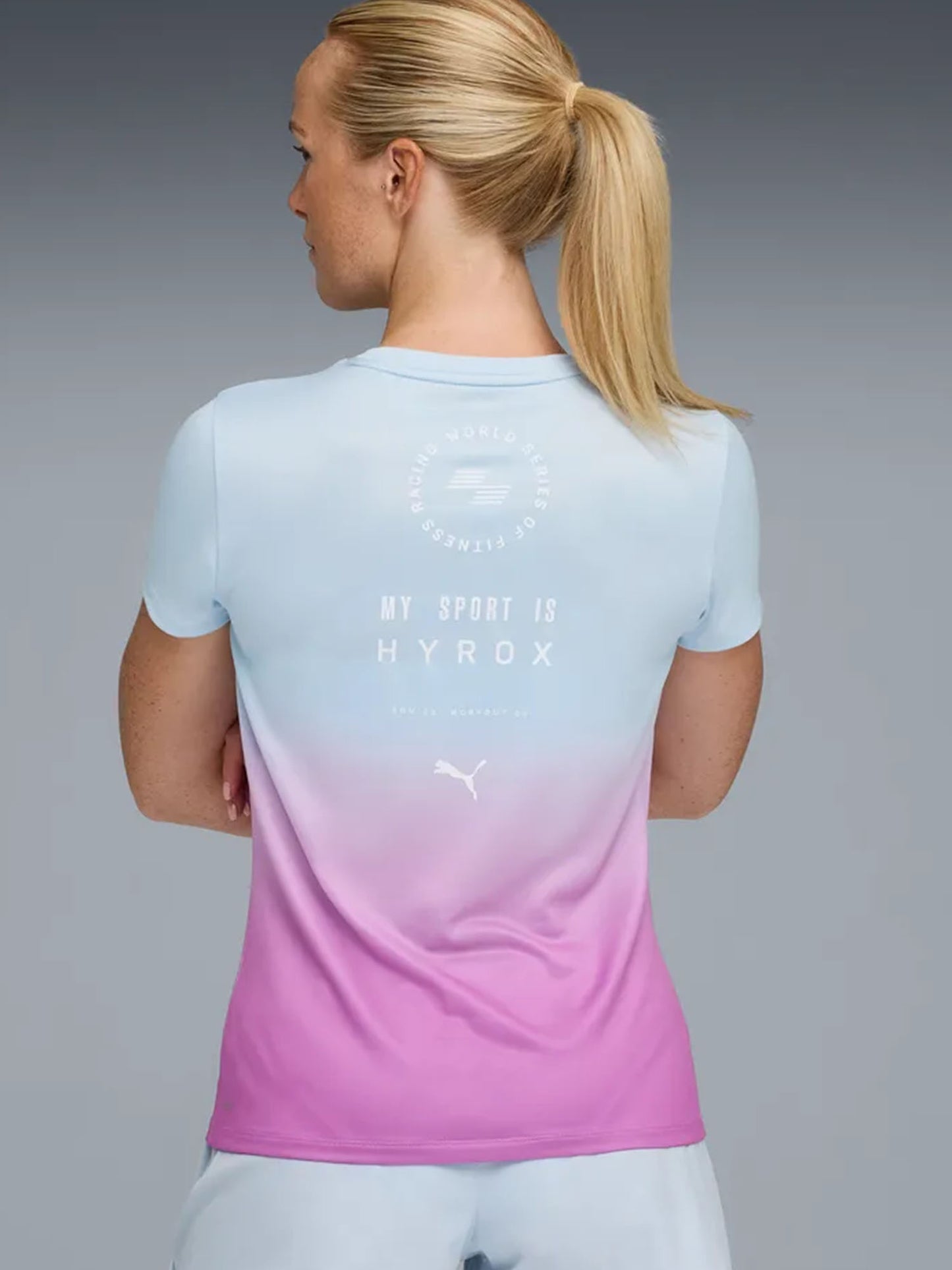 T-shirt donna Puma x HYROX in poliestere viola con dryCELL