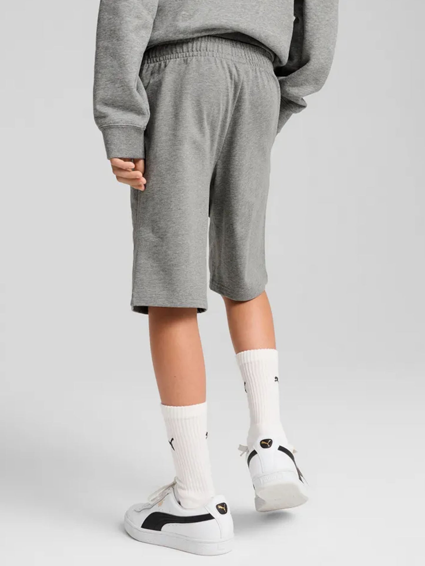 Shorts Essentials Logo Puma bimbo/a in cotone grigio