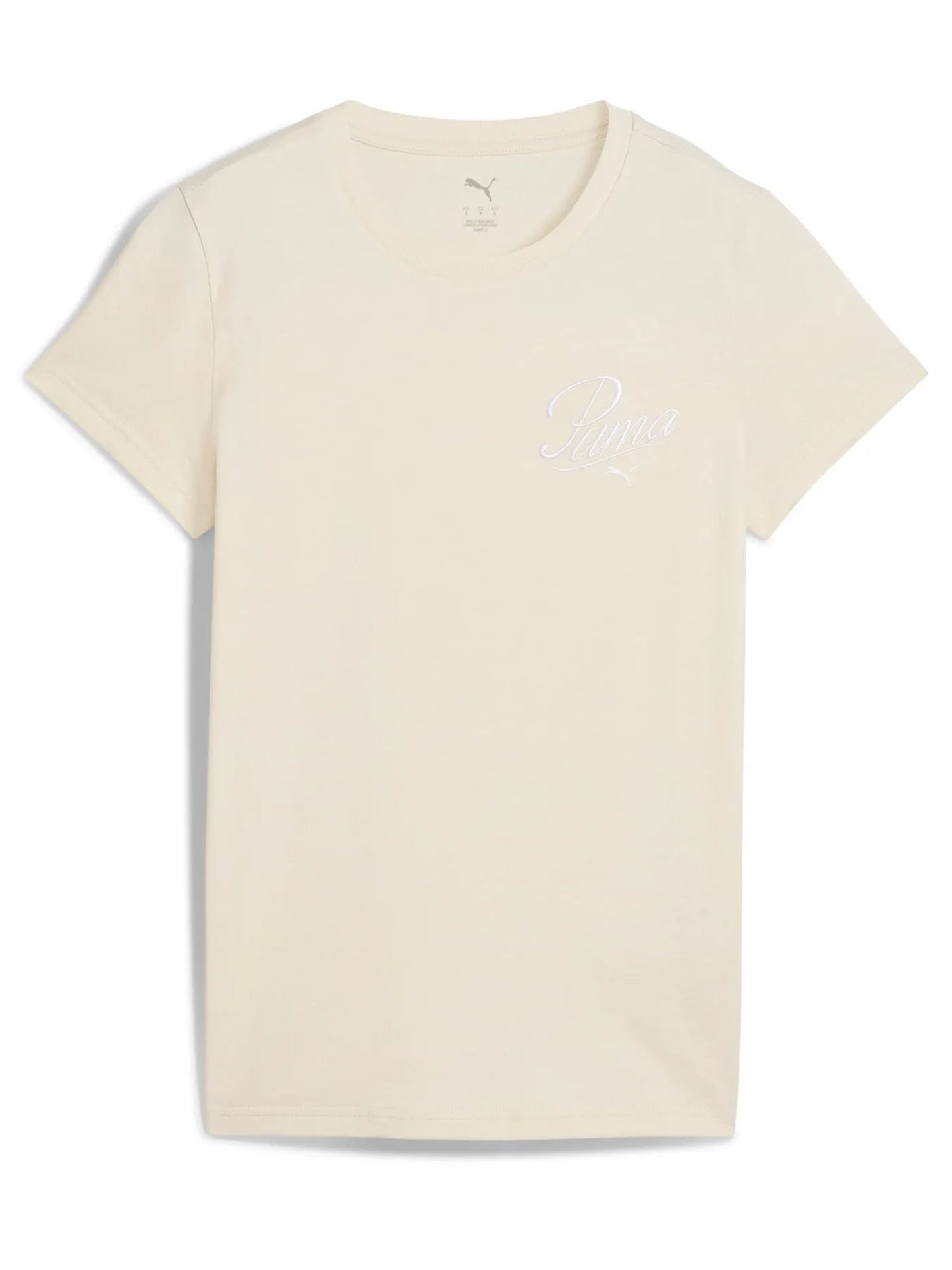 T-SHIRT CON LOGO RICAMATO PUMA DONNA PANNA