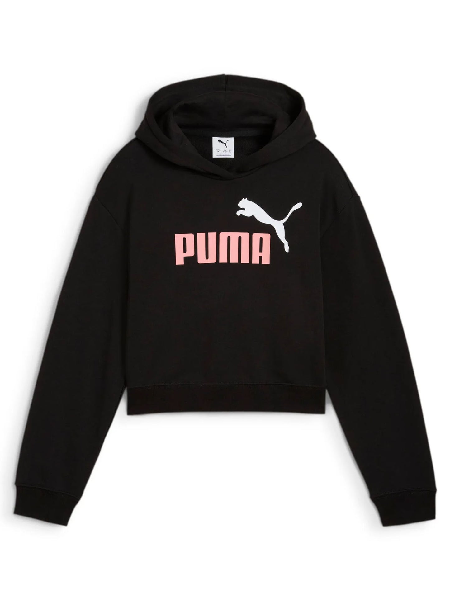 FELPA CON CAPPUCCIO CROPPED PUMA BAMBINA NERO