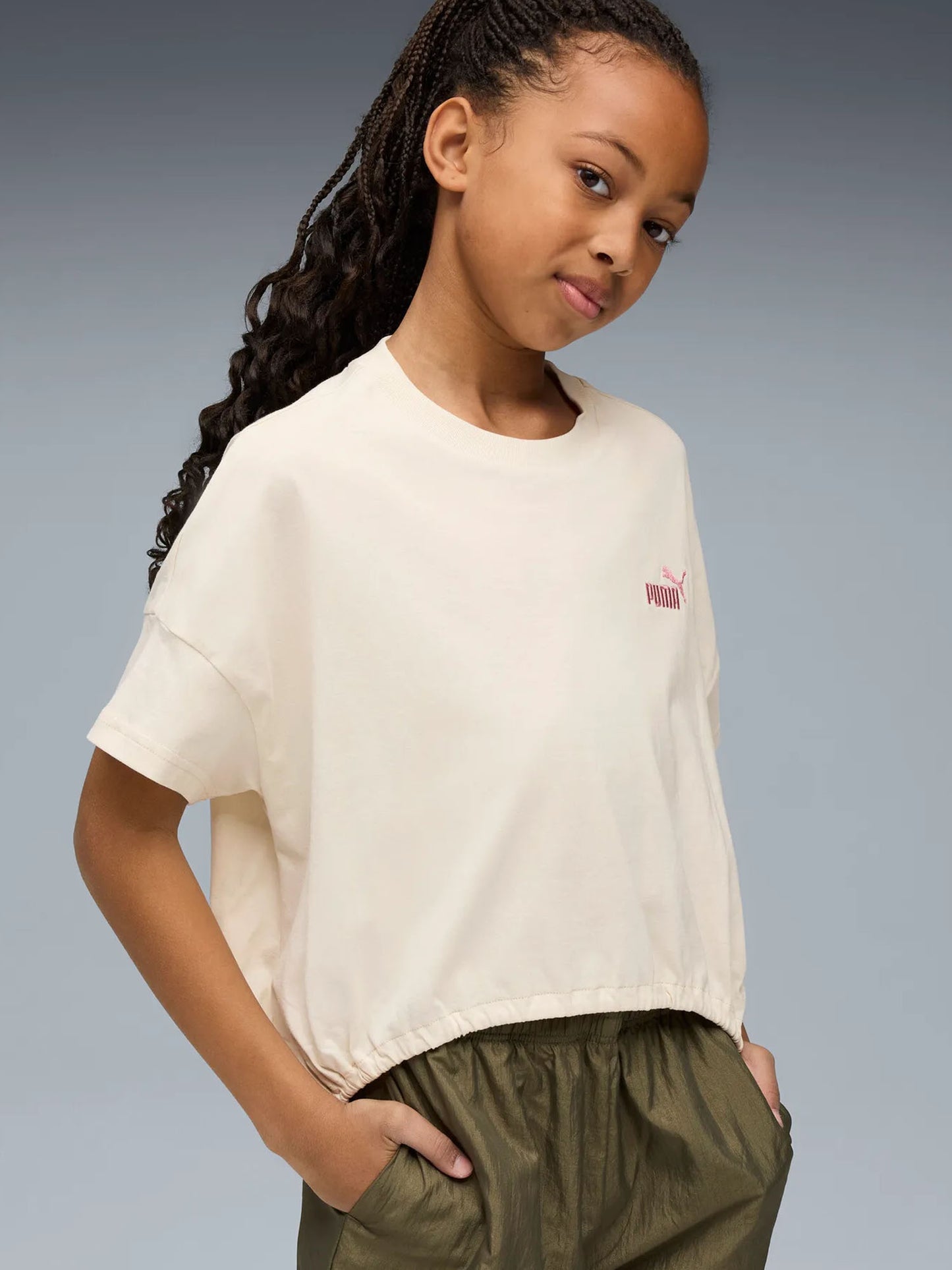 T-SHIRT GIROCOLLO PUMA DA RAGAZZA PANNA