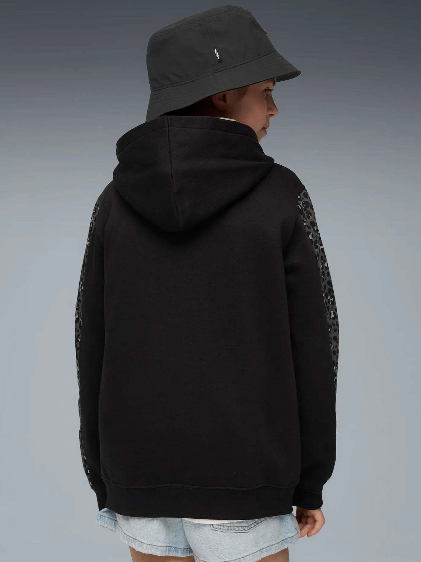 FELPA CON CAPPUCCIO PUMA DA BAMBINA NERO