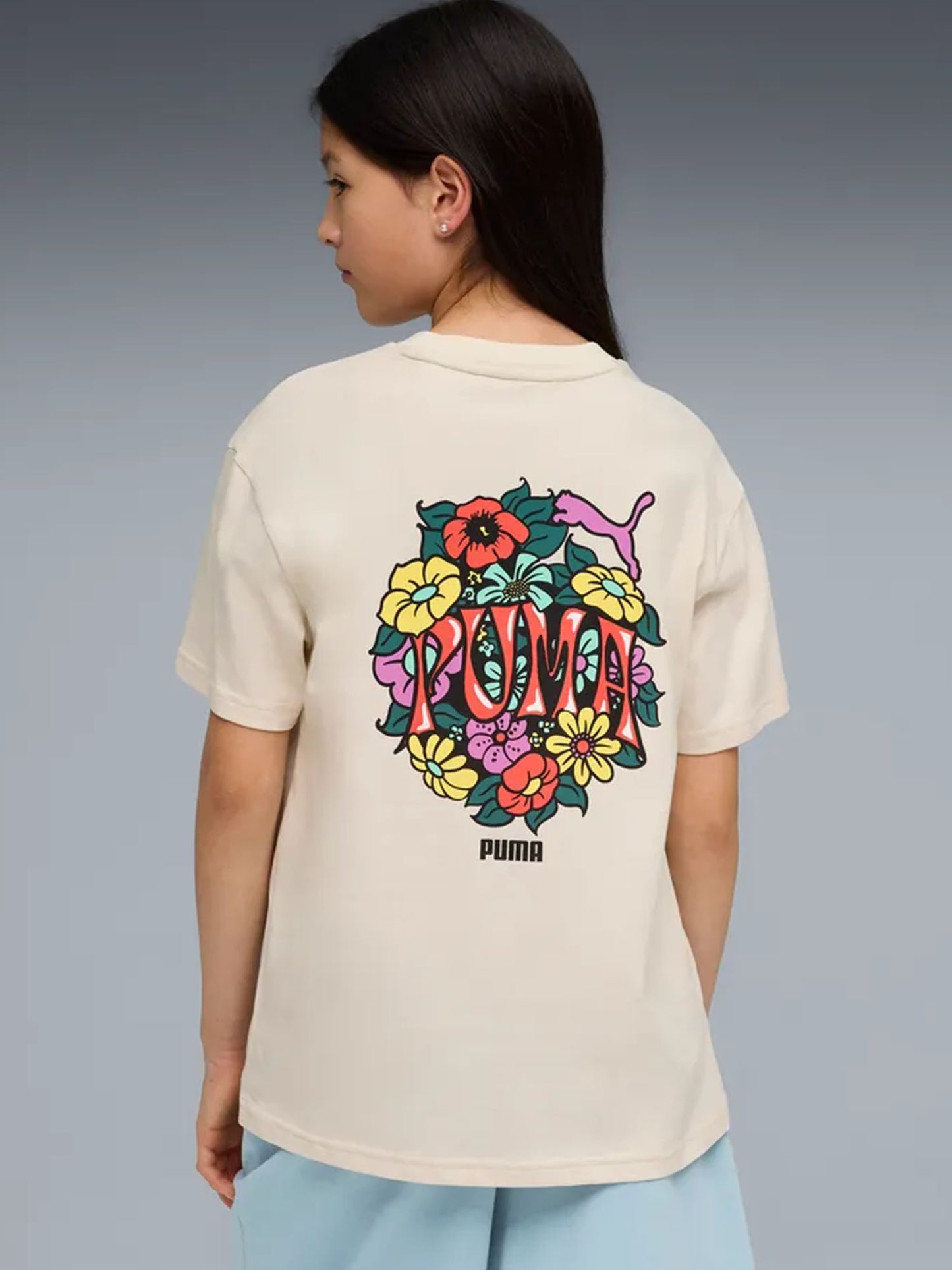 Puma Mid 90s, t-shirt bimbo/a panna con stampa grafica