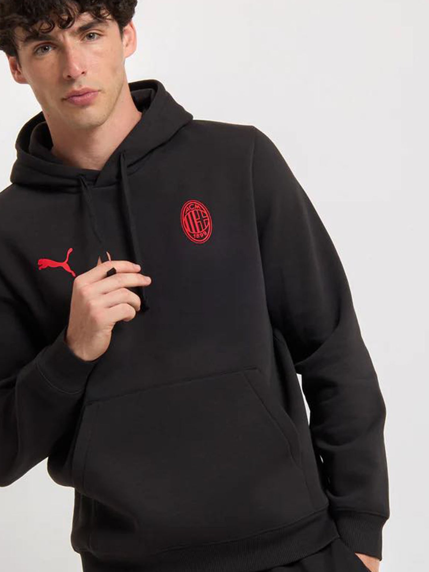 FELPA CON CAPPUCCIO ESSENTIAL AC MILAN UOMO NERO