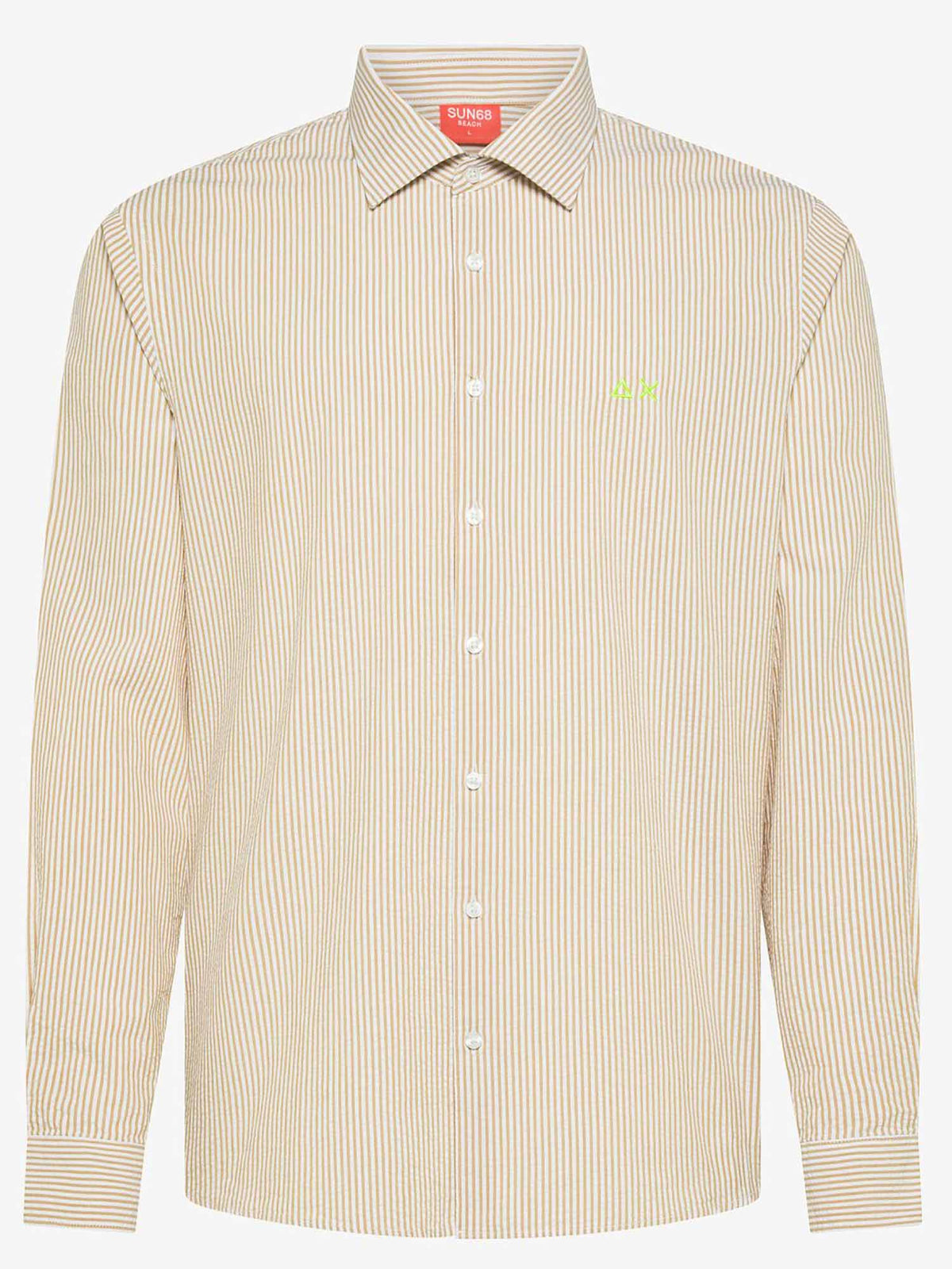 SUN68 camicia ml da uomo beige bianco