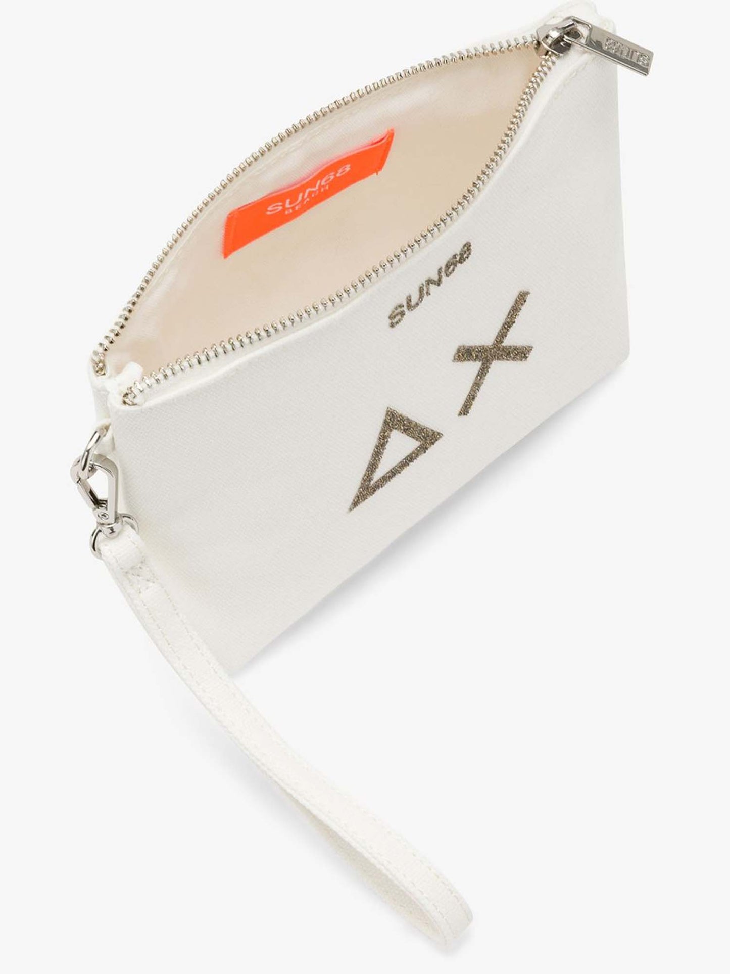Sun68 portatutto da Donna in canvas bianco con logo strass