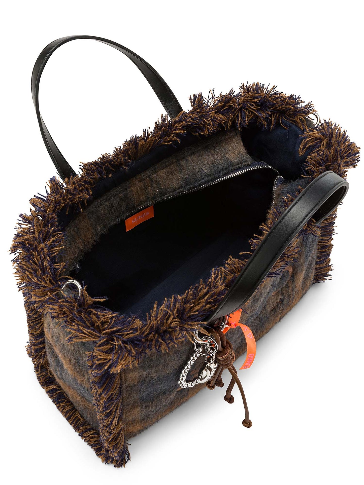 Sun68 Cali Midi Bag Wool Touch Fringes, borsa Unisex adulto blu