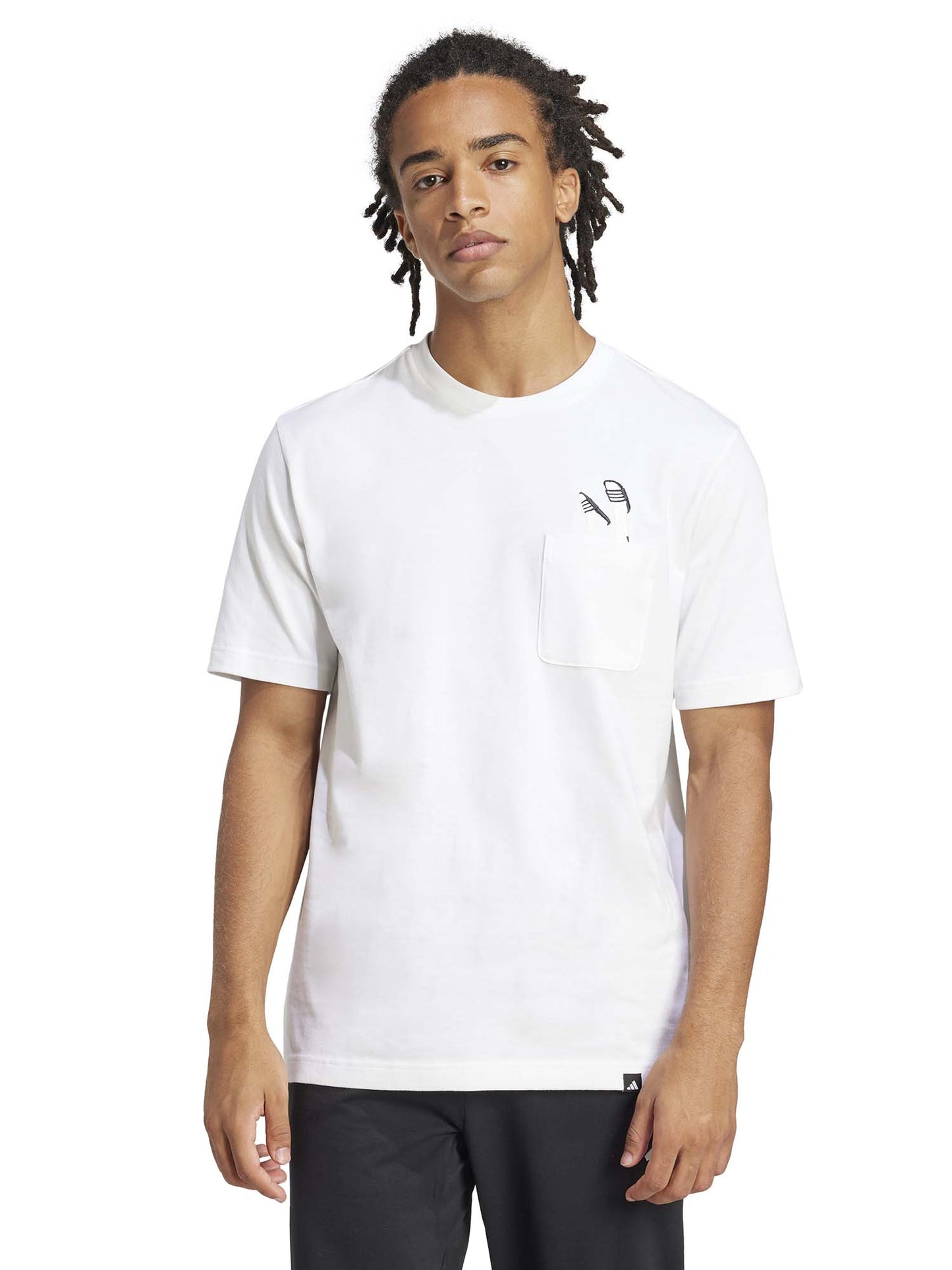 T-SHIRT SLIDES GRAPHIC POCKET ADIDAS UOMO BIANCO