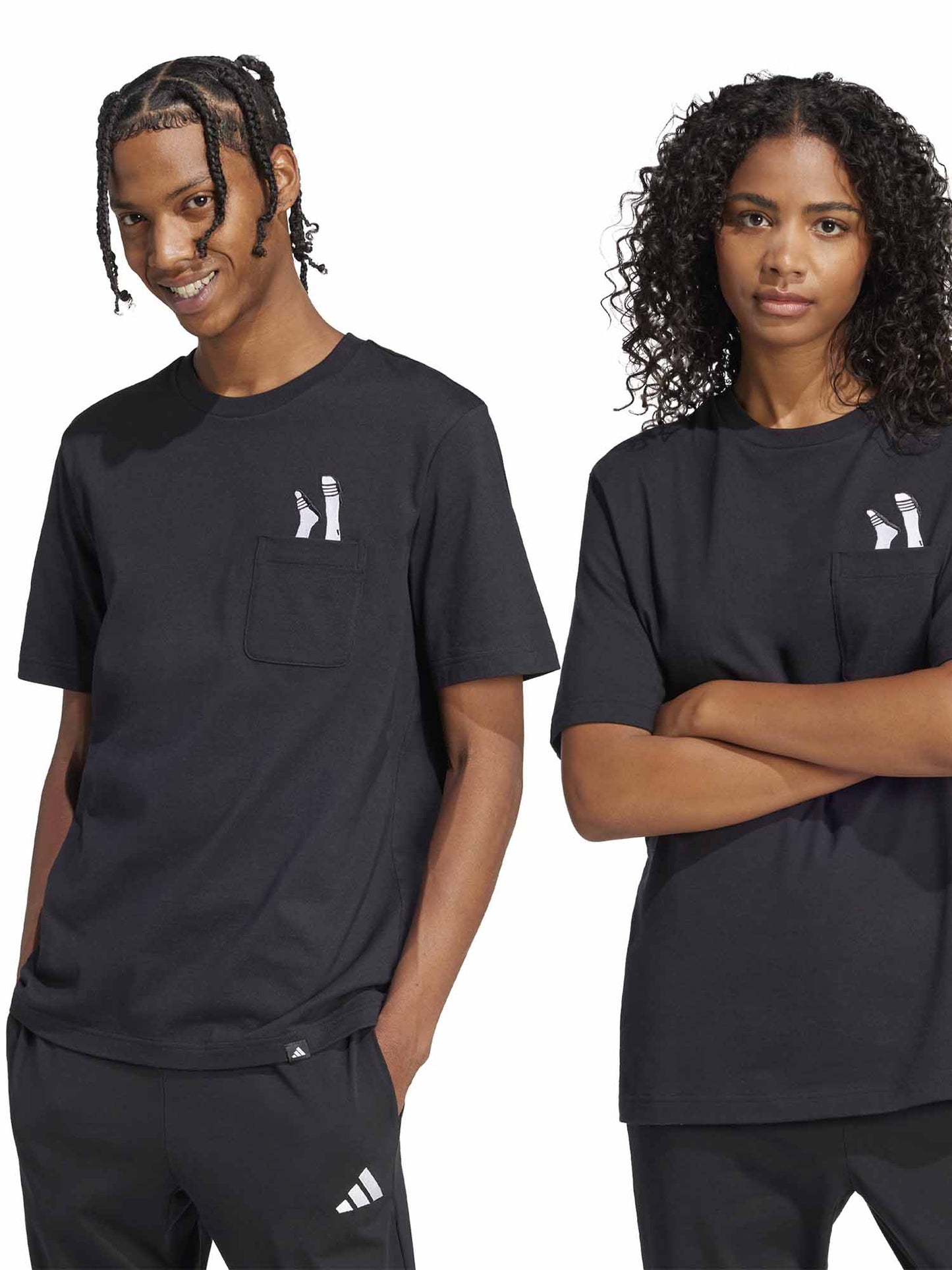 T-SHIRT SLIDES GRAPHIC POCKET ADIDAS UOMO NERO