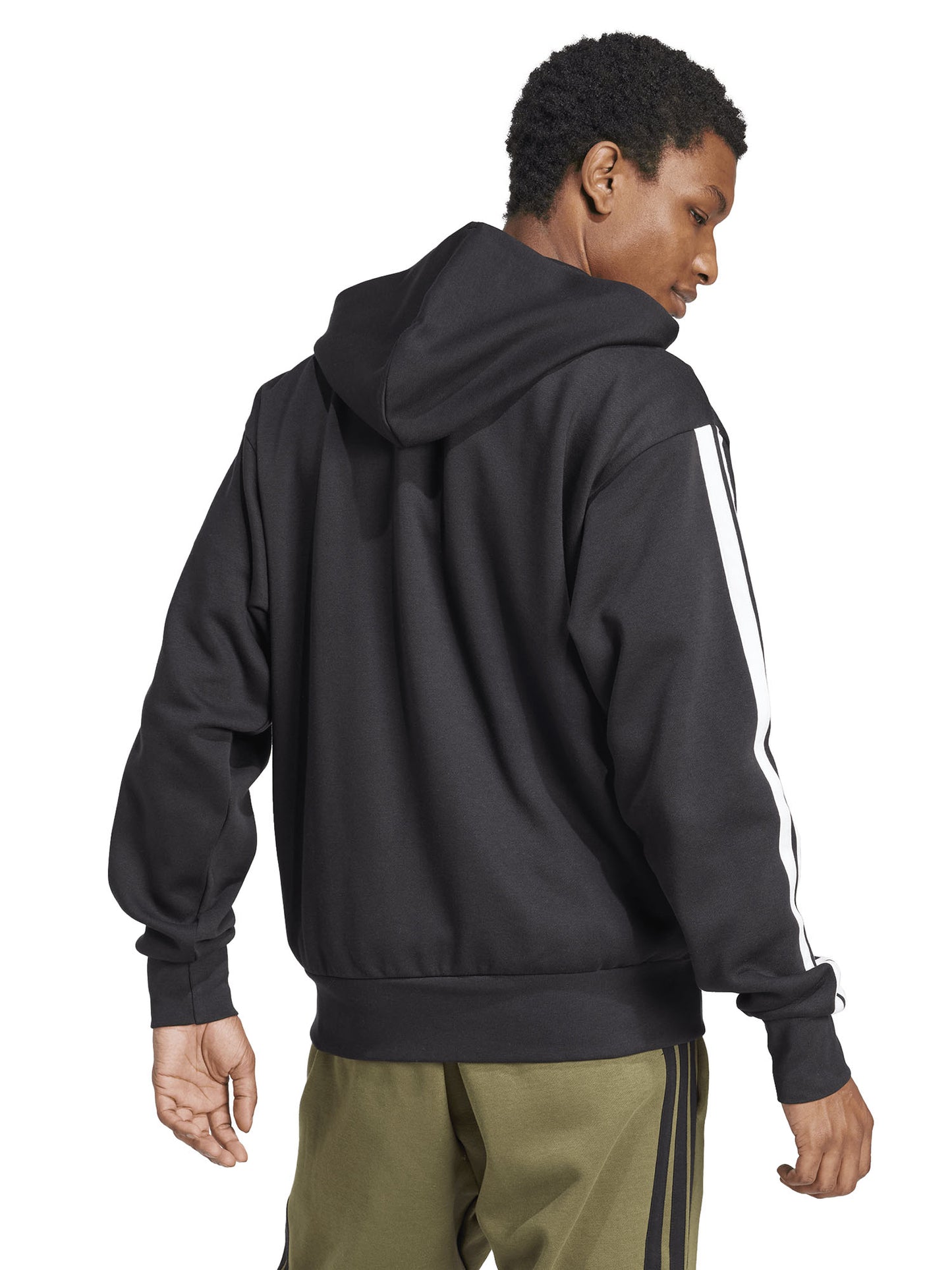 FELPA FULL ZIP CON CAPPUCCIO ADIDAS DA UOMO NERO BIANCO