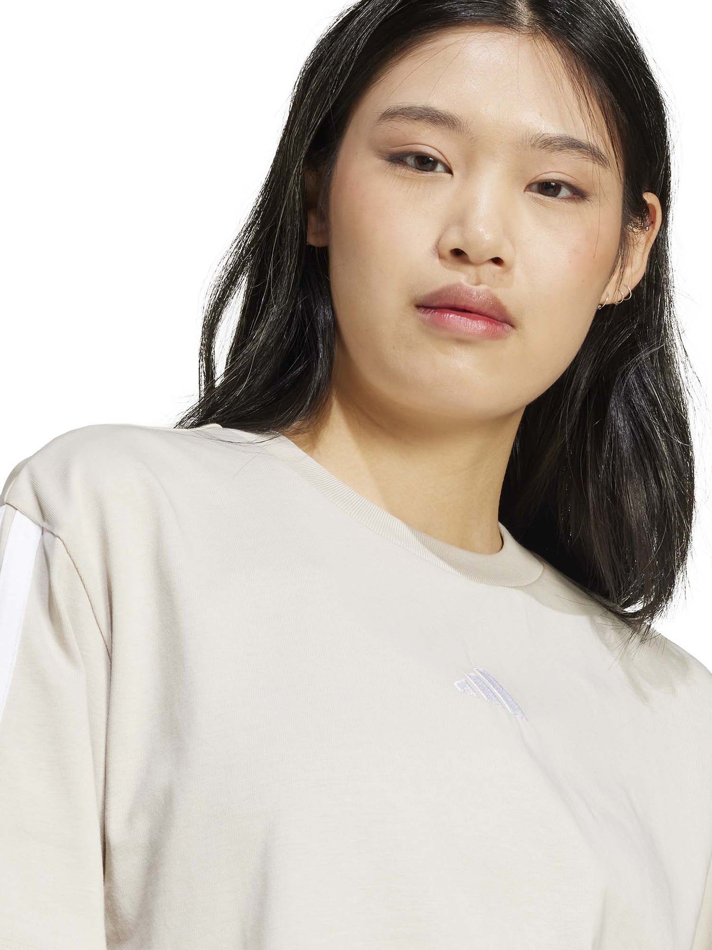 T-SHIRT ESSENTIALS 3-STRIPES GIROCOLLO ADIDAS DA DONNA SABBIA